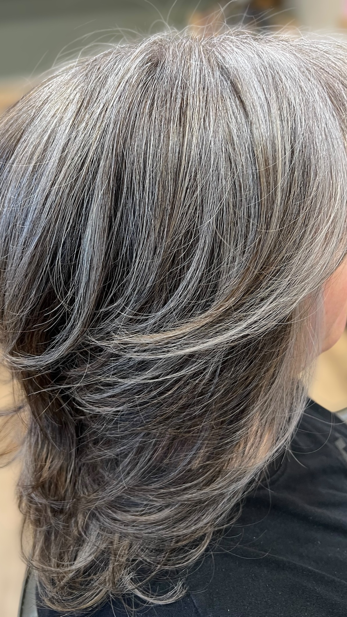 “A stunning result after just the first session! While some of the pre-existing color may still be visible, sessions two and possibly three will refine and perfect the blending, enhancing this beautiful natural shade.
Every head of hair is unique, and results vary based on what’s achievable in each session. However, a seamless transition or significant blending is typically accomplished within two to three visits. Throughout the process, the hair is carefully protected to maintain its integrity and structure, ensuring a healthy and beautiful outcome.”
Nat.