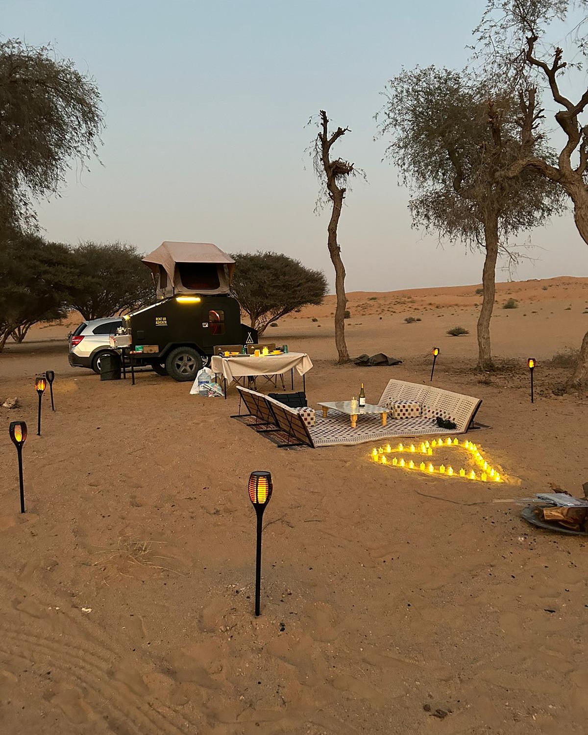 ✨ Desert Romance Under the Stars ✨
Escape the ordinary and step into a dreamy desert oasis. 🌙✨ Whether it’s a romantic getaway, a special celebration, or just a night under the stars, this setup is all about creating unforgettable memories. 🌵🔥
Who would you bring on this adventure? Tag them below! ⛺❤️
#DesertCamping #GlampingExperience #RomanticGetaway #UnderTheStars #LuxuryCamping #adventureawaits