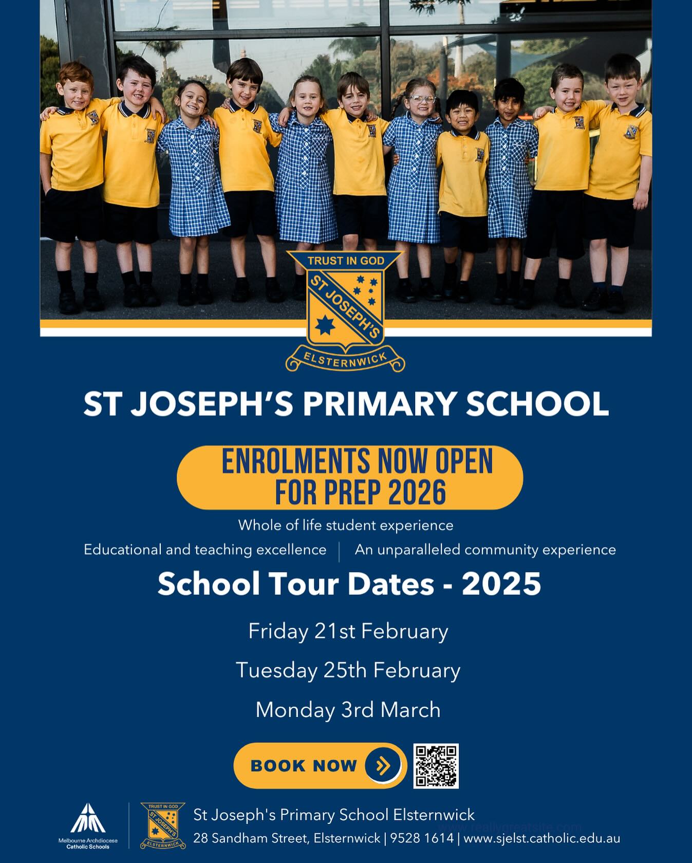 Enrolments for Prep 2026 are now open! Discover the St Joseph’s difference where we offer an unparalleled community experience, educational and teaching excellence and exceptional opportunities for our students. Click the link in our bio to join us for a school tour and see our vibrant learning community in action.