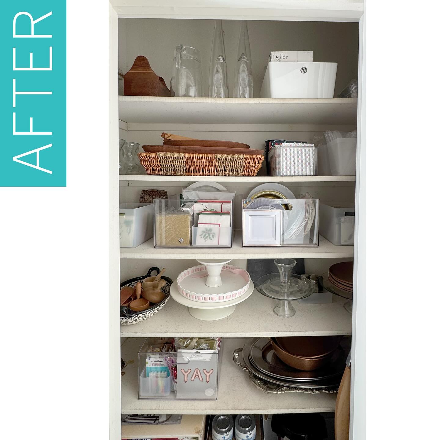 This family loves to entertain and puts on amazing parties throughout the year. So much so, they have a dedicated closet for all things entertaining. But it was SO full it was putting a real damper on the festivities. (And making planning a real drag - not knowing exactly what they already had.) A *massive* purge and it’s a completely different, highly functional space. Cause to celebrate!! 😜