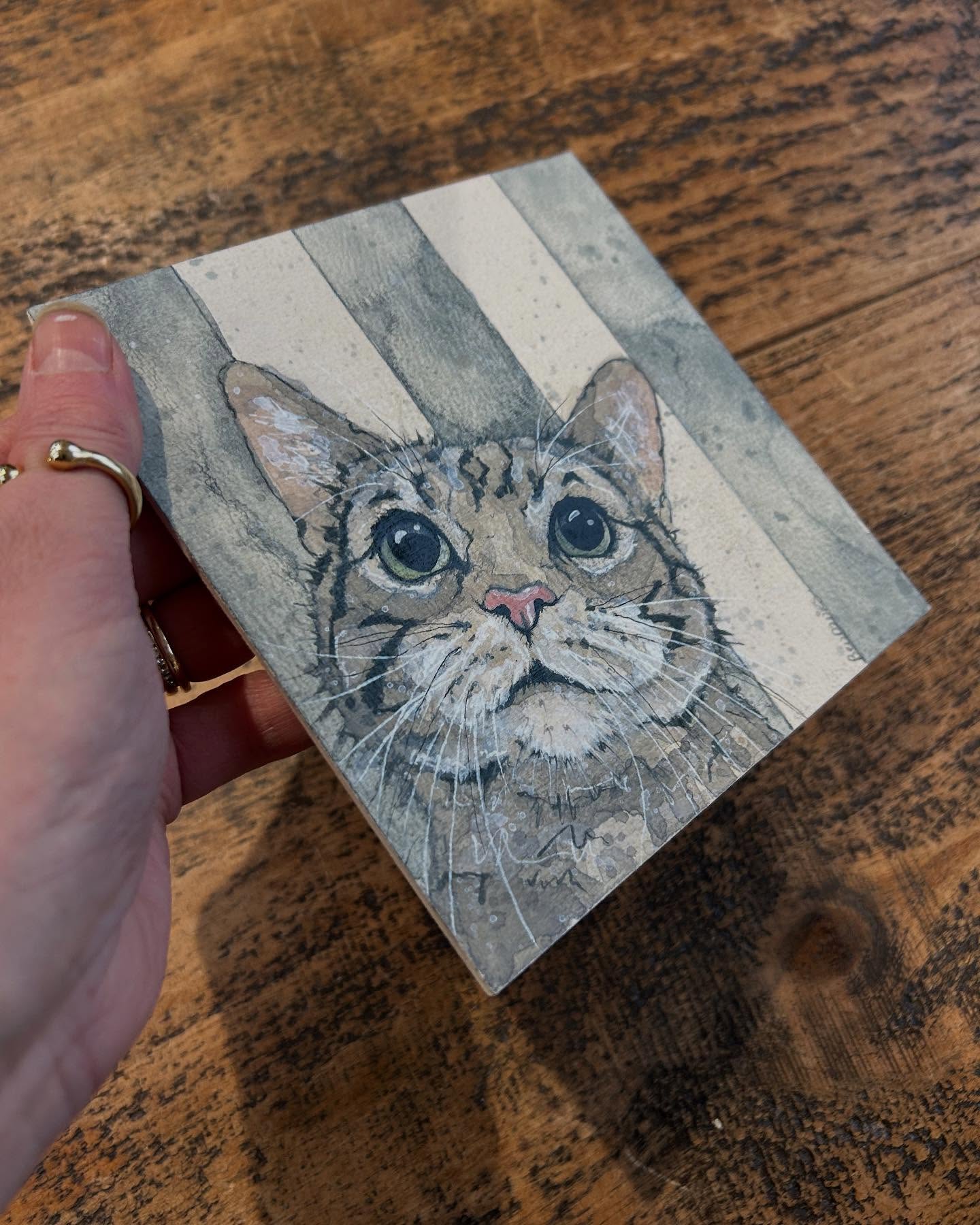 I’ve one of these cute Kitties left .. it will be going in my website this weekend .. keep 👀
Watercolour and ink on wooden panel
£50 free UK p&p and reduced overseas