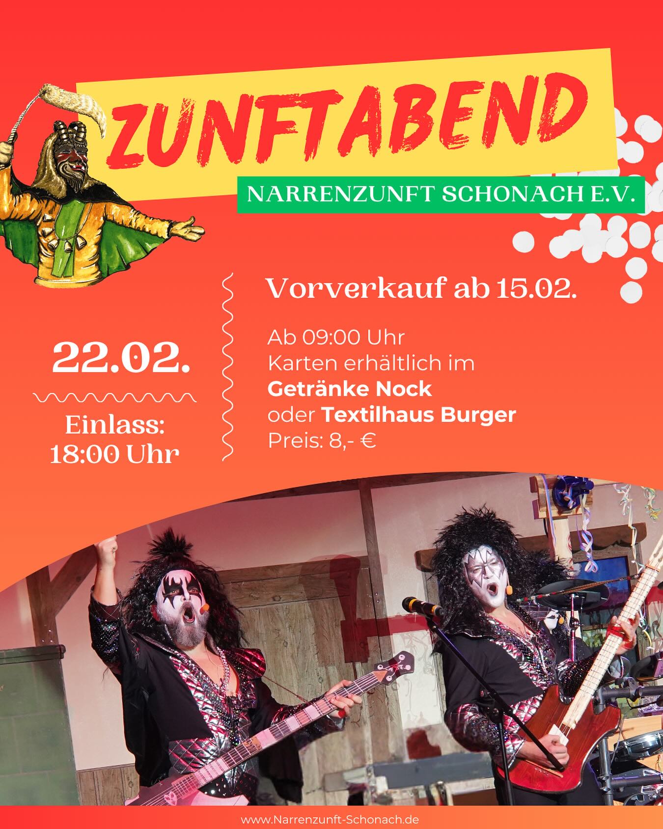 SAFE THE DATE - Zunftabend 2025! 📆
REMINDER:
Zur Erinnerung findet der Kartenvorverkauf ab Samstag den 15.02.2025 ab 09:00 Uhr beim Textilhaus Burger und Getränke Nock in Schonach statt. 🥳🎭🎉
Geißenmägde und Geißenmeckerer im Häs - Eintritt frei 🎉
Einlass: 18:00 Uhr
Beginn: 19:30 Uhr
Eintritt: 8 Euro (erfahrungsmäßig begrenzte Anzahl von Karten an der Abendkasse)
#nzschonach #geißenmagd #geißenmeckerer #schonach #batzewecke #esgohtdegege #fasnet #fasnet2025 #2025 #verbandoberrheinischernarrenzünfte #narrenzunft #narrinarro #brauchtum #carnival #party #fun #people #tradition #blackforest #love #schwarzwald #nature #history #bepartofit #germany #mask #wood #winter #culture