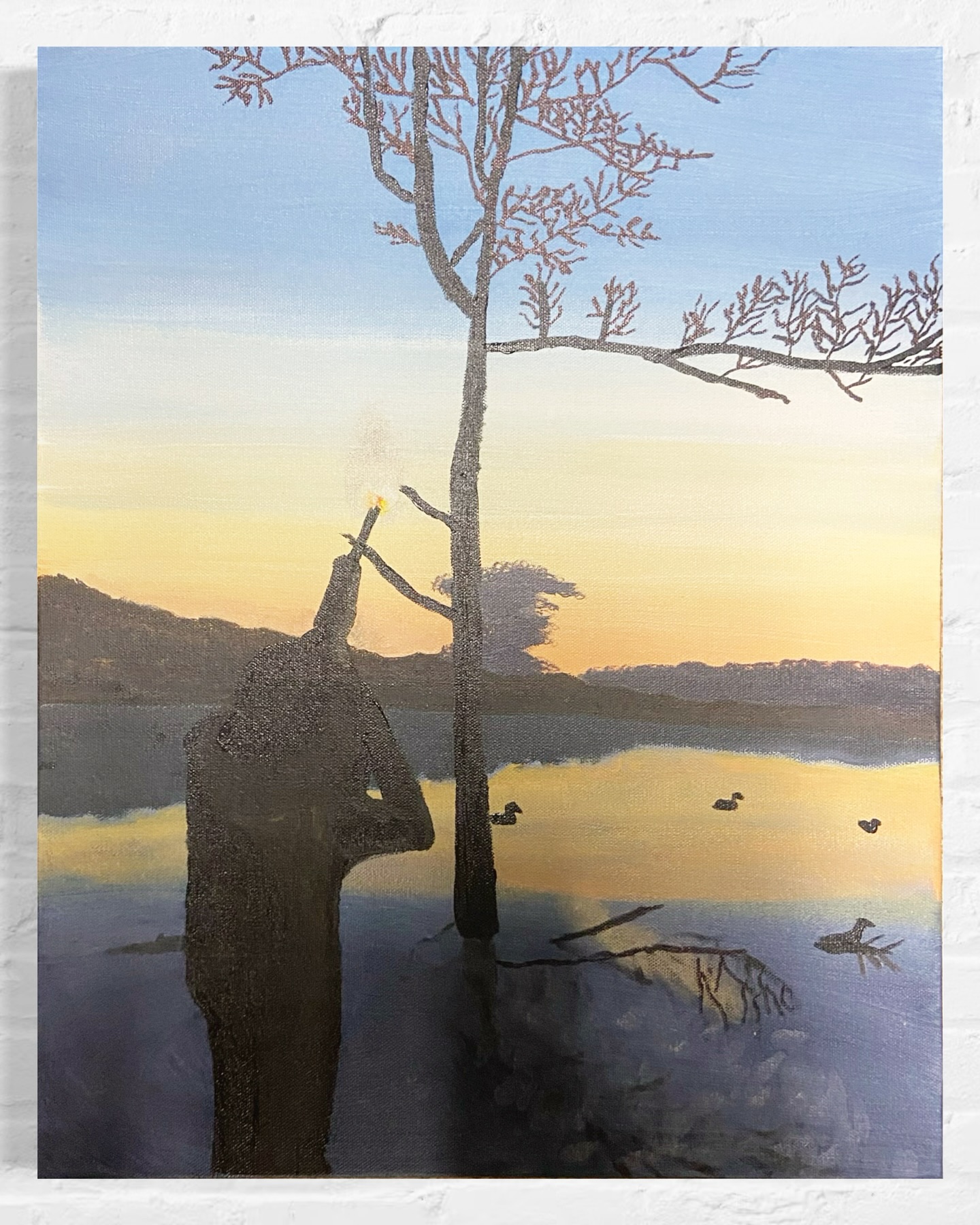 A commission for a dear client and friend! Can’t wait to hear about her son’s reaction to this painting of an awesome photo they guys took of him while hunting (in ice water at that). It will be an awesome addition and fond memory hung on the wall at his new place.