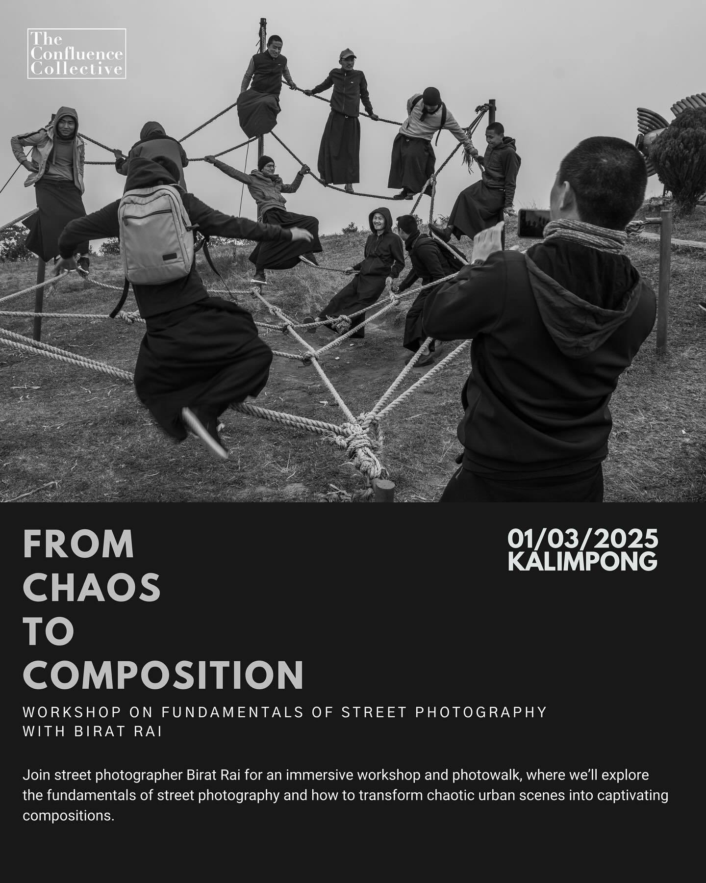 Workshop alert
FROM CHAOS TO COMPOSITION - workshop on Fundamentals of Street Photography
with BIRAT RAI @birat_rai18
Photo @birat_rai18
Come join us for a hands-on workshop where we’ll dive into the world of street photography. We’ll explore the techniques that make it such a powerful art form, along with the history behind it.
A Glimpse Into the History of Street Photography: Street photography has its roots in the early 20th century, with pioneers like Henri Cartier-Bresson and Robert Frank documenting everyday life in spontaneous, yet profound ways. It thrives on capturing fleeting moments that tell the story of the human condition, making it one of the most powerful forms of visual storytelling.
Whether you’re a beginner or refining your skills, this workshop will guide you from chaos to composition!
Apply now - link in bio