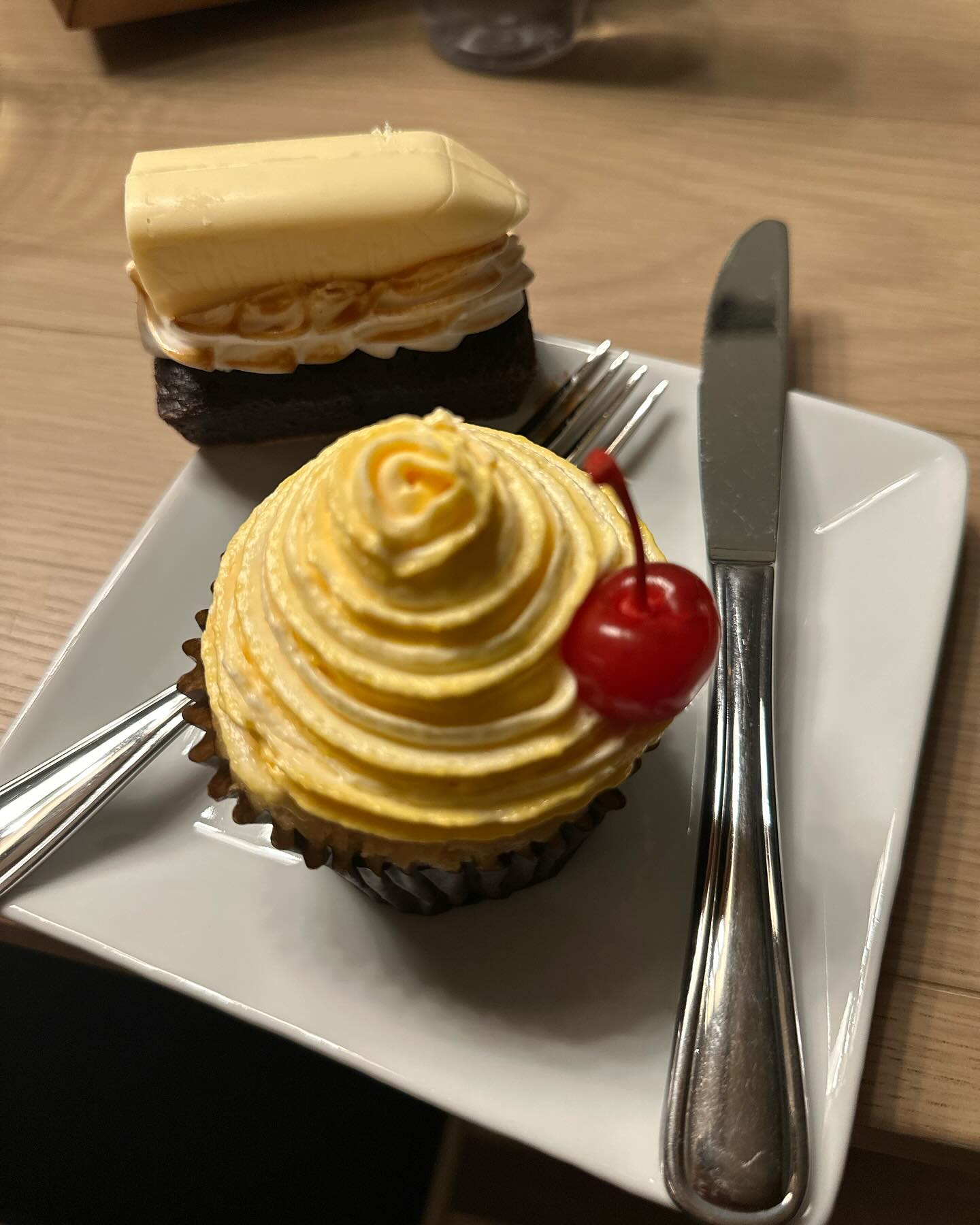 A late night snack we picked up at the Contemporary resort before boarding our boat back to Fort Wilderness. The Dole Whip cupcake was AMAZING 😋