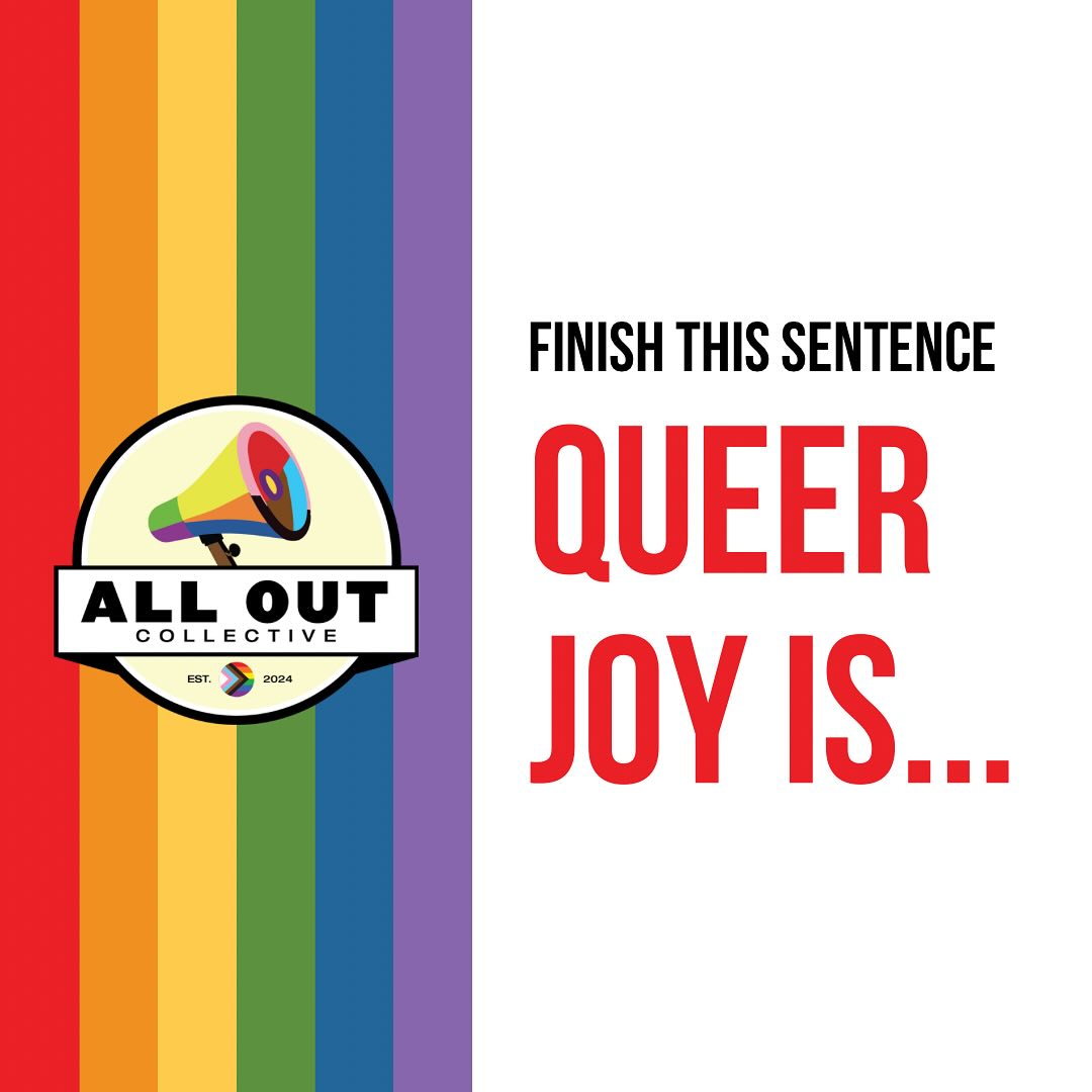 The world feels heavy right now.
Community is vital.
We need to lift each other up. Tell us, tell everyone, what does queer joy mean to you? Comment your answer and let's take a moment to remind ourselves of our joy in a time where attempts are being made to take it from us.
#2slgbtq #protecttranskids #queerjoy #alloutcollective