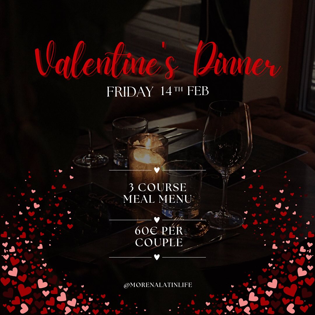 “Love is in the air...and so is the aroma of our new Valentine’s Day menu at Morena!
Indulge in our special 3-course dinner, to delight your taste buds and warm your heart❣️
Choose from 2 romantic set menus:
“Red set for two” ❤️ a sizzling selection of Latin American-inspired flavours for meat and seafood lovers🐟🥩
“Pink set for two” 🩷 indulge in the vibrant and wholesome flavours of Latin America and enjoy this delicious vegetarian experience🌱🥑
Book your table and make this Valentine’s Day one to remember with that special someone❤️