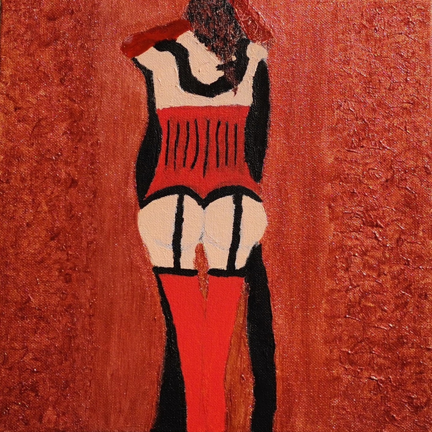 Title: Courtesan (2024)
Last year i watched the movie Jeanne du Barry (2023) with Maïwenn in the main role beside Jonny Deep.
That's the main reason which I paint this cardboard canvas.
The basis for this work is a drawing from 1996 that I published 38 weeks earlier.