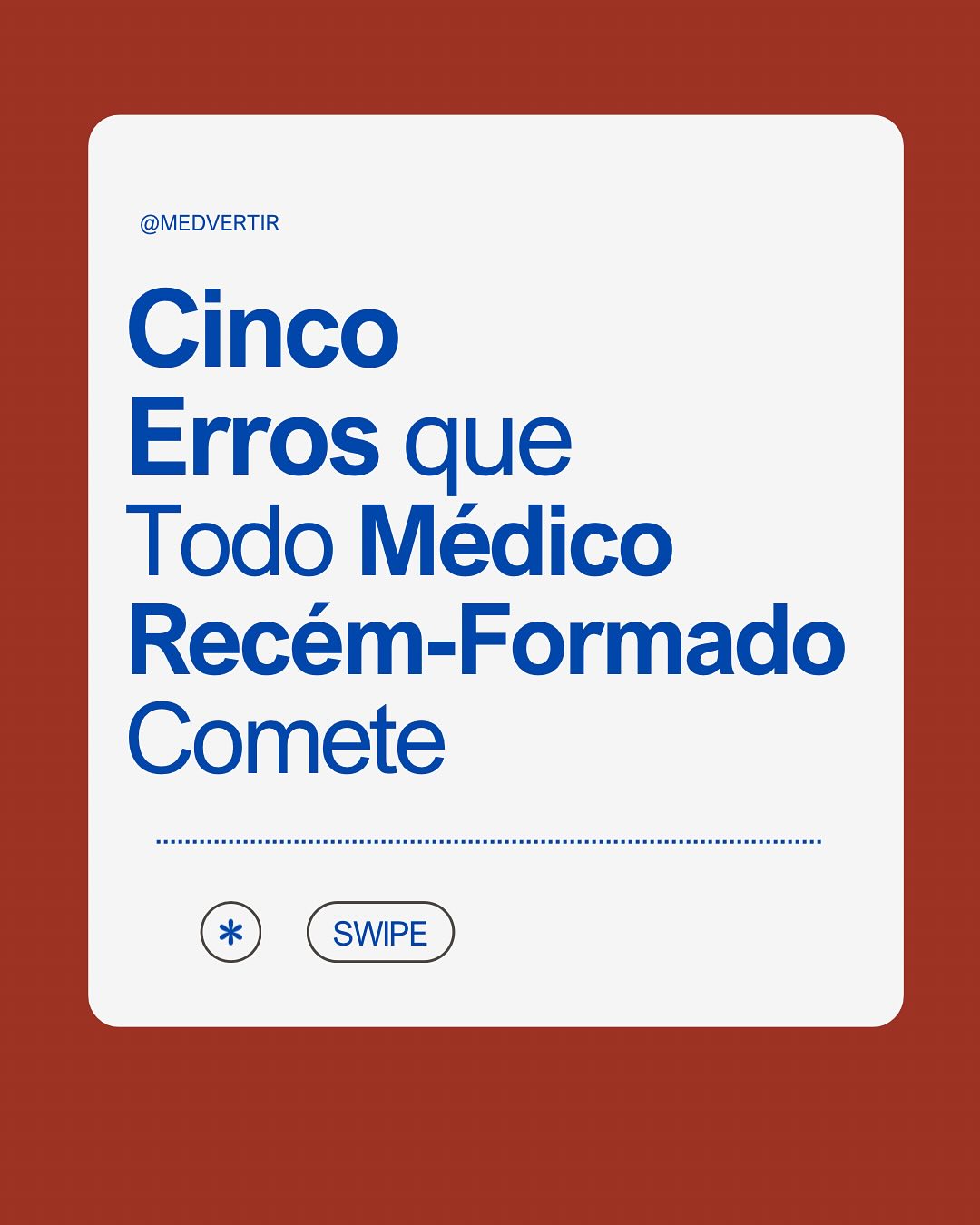 🩺 5 Erros que Todo Médico Recém-Formado Comete (e Como Evitar!) 🚑
Se você está começando na prática médica, já deve ter sentido insegurança ao prescrever, dificuldade na comunicação com a equipe ou até mesmo aquele frio na barriga ao atender emergências. 😰
Mas calma! Esses erros são comuns e podem ser evitados com prática, organização e as ferramentas certas. 💡
📌 No carrossel de hoje, você vai aprender:
✅ Como perder o medo de prescrever com segurança.
✅ A melhor forma de se comunicar com a equipe.
✅ Dicas práticas para interpretar exames rapidamente.
✅ Como agir com confiança em emergências.
✅ O que você PRECISA registrar no prontuário para evitar problemas.
🔥 Salve esse post para revisar depois e compartilhe com um colega médico!
💬 Me conta: Qual desses erros você já cometeu no plantão? 👇
#ResidênciaMédica #Medicina #PlantãoMédico #Emergência #ProntoSocorro #MédicosRecémFormados #MedVertir