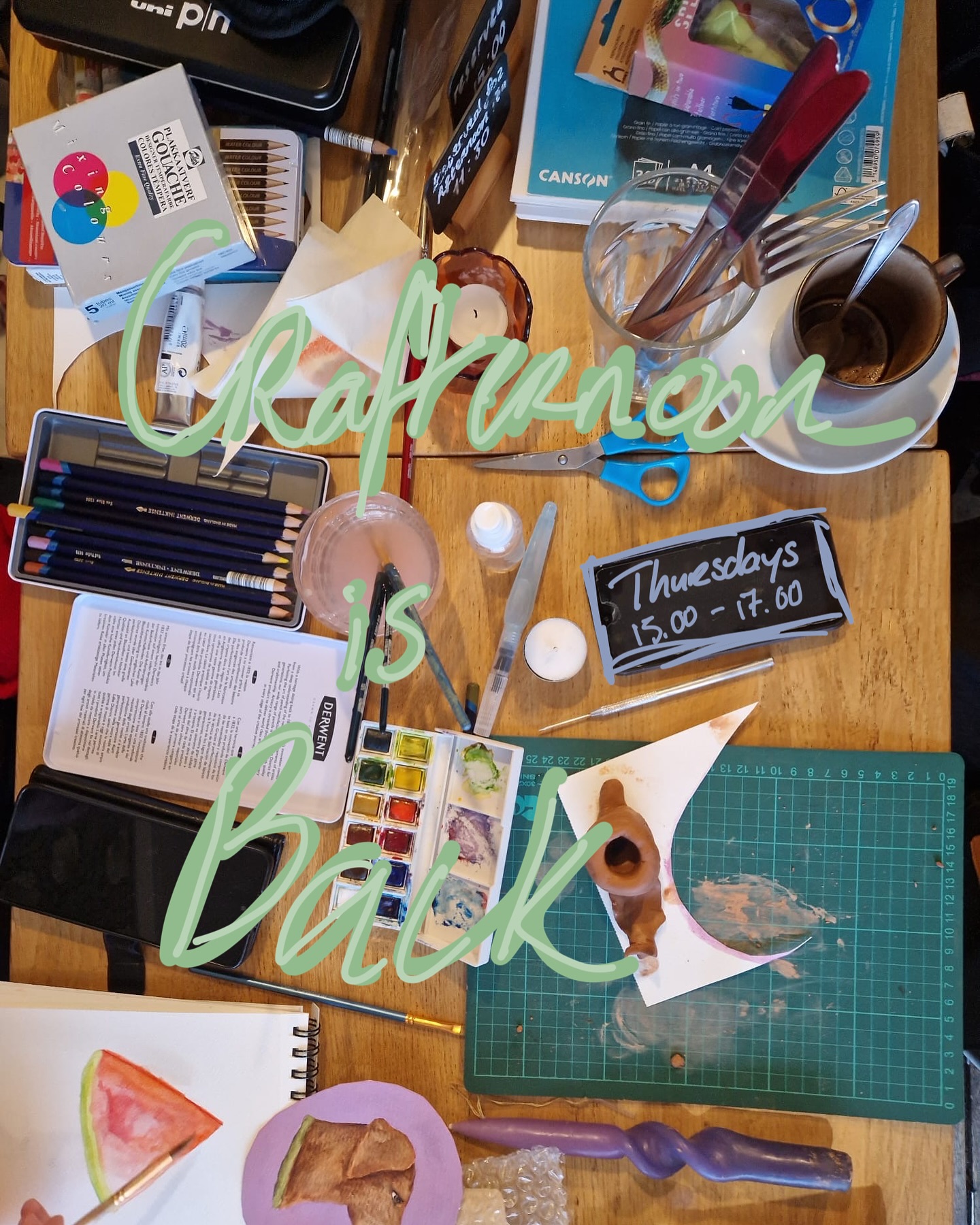 Crafternoons are back!!!
After a little (long) break, our craft table is back, this time Thursdays from 15.00 - 17.00. Bring your own projects or get crafty with our supply of craft paper and scissors like in the olden days ✨
Starting again this Thursday, a perfect time to craft something cute for your loved ones! 💚
We look forward to getting creative together this Thursday and beyond,
Much love,
Team KendeK
#craftsamsterdam #communitycrafting #vegancafe #crafts #community #vegan #veganamsterdam