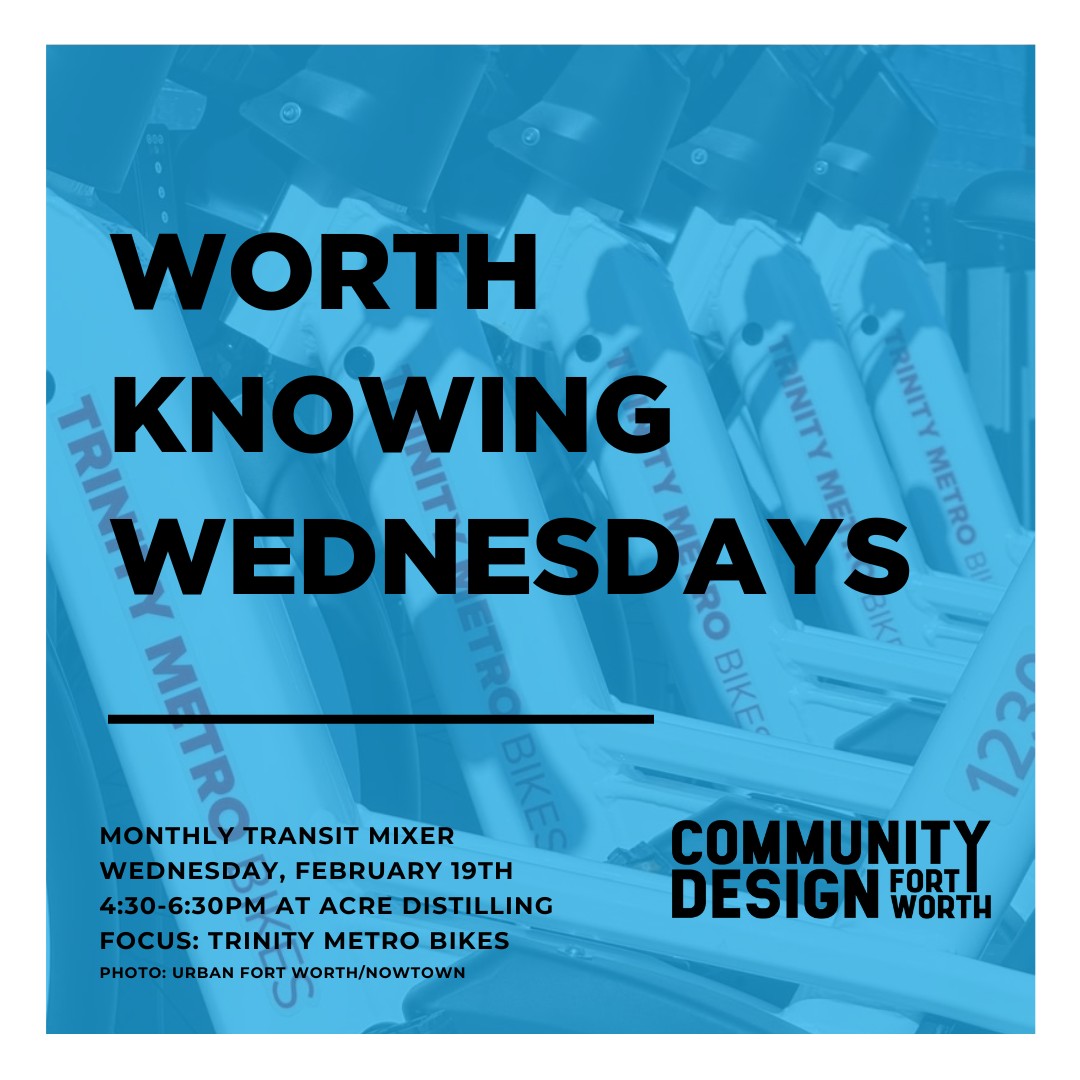 Join the Community Design Fort Worth team at our next Monthly Transit Mixer!
Have you noticed the change within Fort Worth's public bike sharing system? Next Wednesday, February 19th, we're covering all things Trinity Metro Bikes.
Come learn about all the bells and whistles the recent partnership with @lyfturbansolutions has to offer, and how you can implement bike sharing into your daily routine.
Stop by Acre Distilling between 4:30 and 6:30PM next Wednesday to gain a hands-on introduction to these brand-new bicycles! @ridetrinitymetro @trinitymetrobikes
#communitydesignfortworth #trinitymetrobikes #bikesharing #ridetrinitymetro #lyfturbansolutions