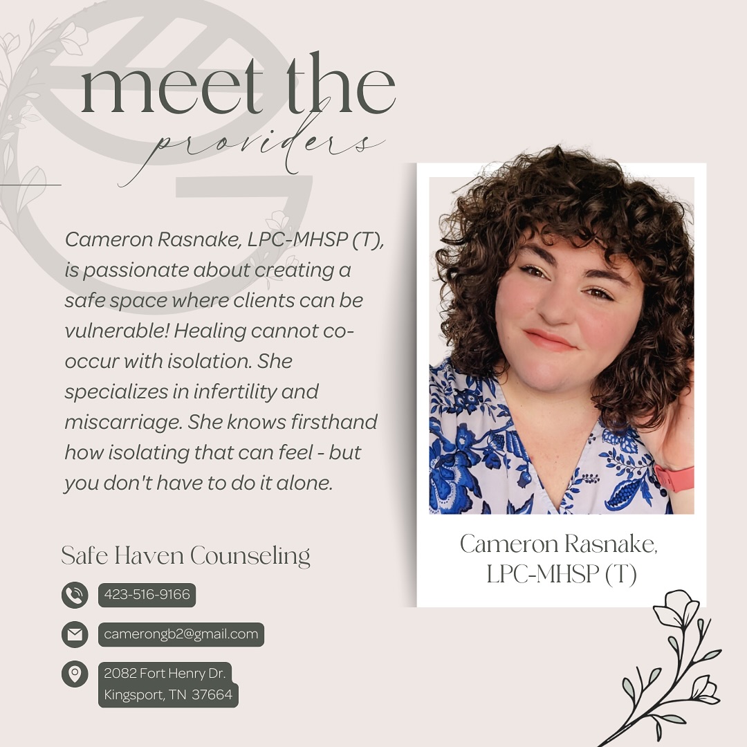 🌿 Meet Cameron Rasnake, LPC-MHSP (T)🌿
Cameron is deeply passionate about creating a safe space where clients can be open and vulnerable. She specializes in supporting those navigating infertility and miscarriage—experiences she knows can feel incredibly isolating. But healing doesn’t have to happen alone. Cameron is here to guide you with compassion and understanding. 💖
We’re so glad to have her as part of the Grove Health Collective, offering her expertise and support to those in need. 🤝
Learn more about Cameron and @safe_haven_counseling at:
📞 423.516.9166
💻 www.psychologytoday.com/profile/1182765
📧 camerongb2@gmail.com
#CameronRasnake #GroveHealthCollective #InfertilitySupport #MiscarriageHealing #YouAreNotAlone #MentalHealthMatters