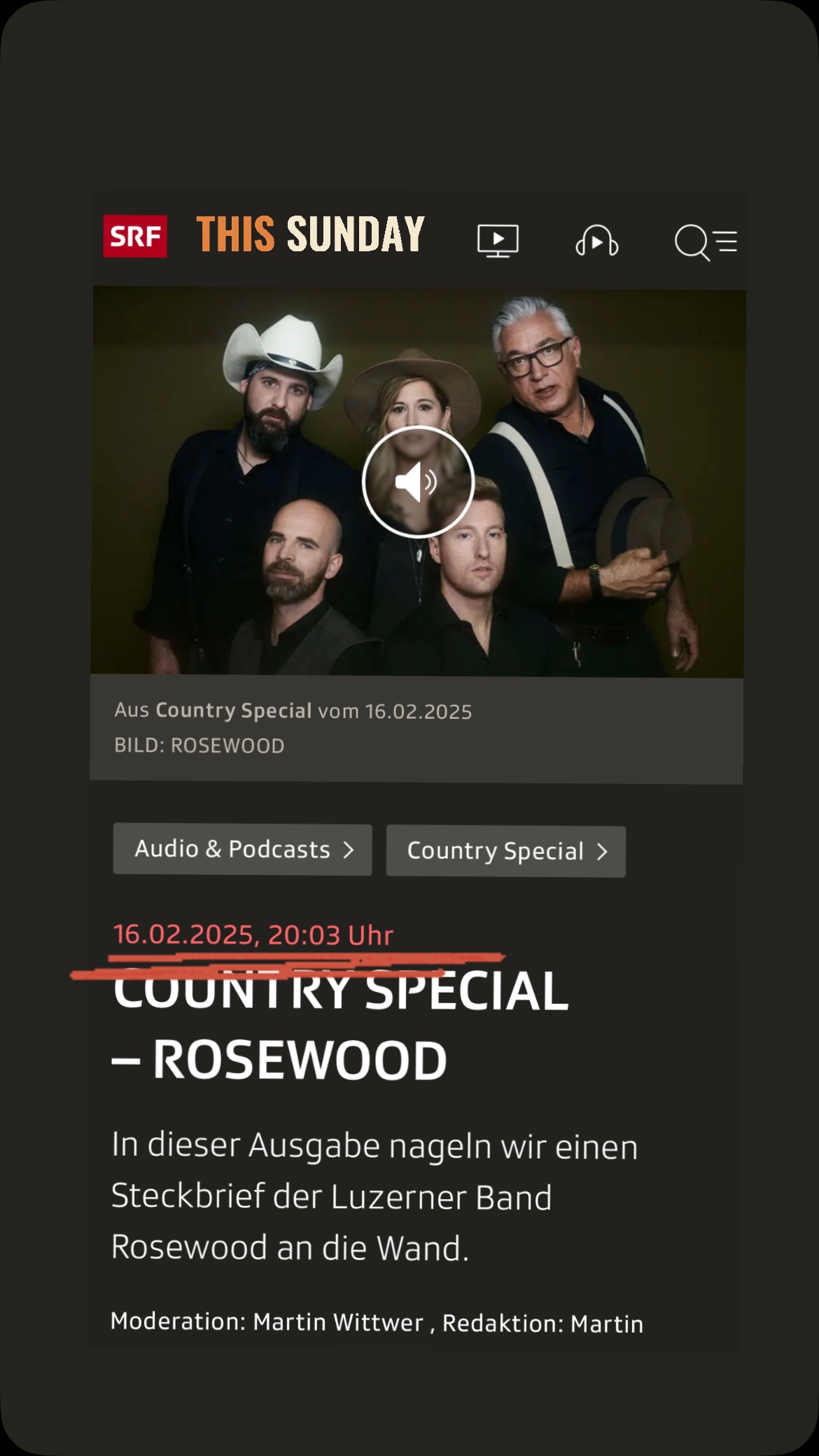 Aufregung herrscht… 🙃
Am kommenden Sonntag sind wir auf SRF1 im Country Special zu hören.
Wir erzählen etwas über unseren aktuellen Song „Seasons“, sowie unsere Pläne und Projekte.
Schaltet ein 📻