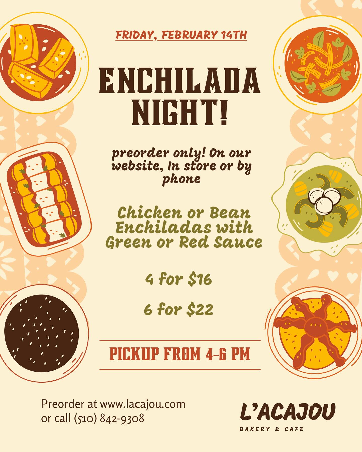 Preorder by noon tomorrow to get your enchiladas! Time is now limited to 4:30-5:30. ♥️
#oakland #enchiladas #cafe #bakery