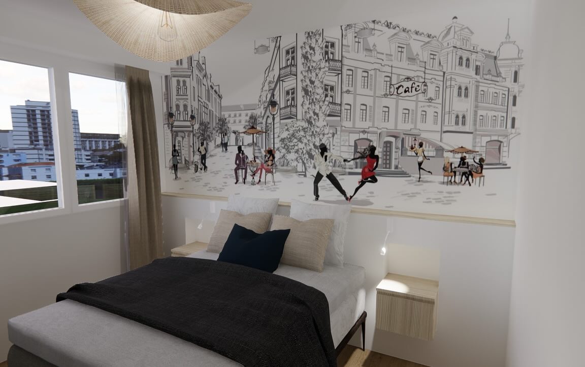 Projet en cours #chambre #tetedelit #panoramique #architecturedinterieur #decoration #surmesure #bureau #amenagementsurmesure