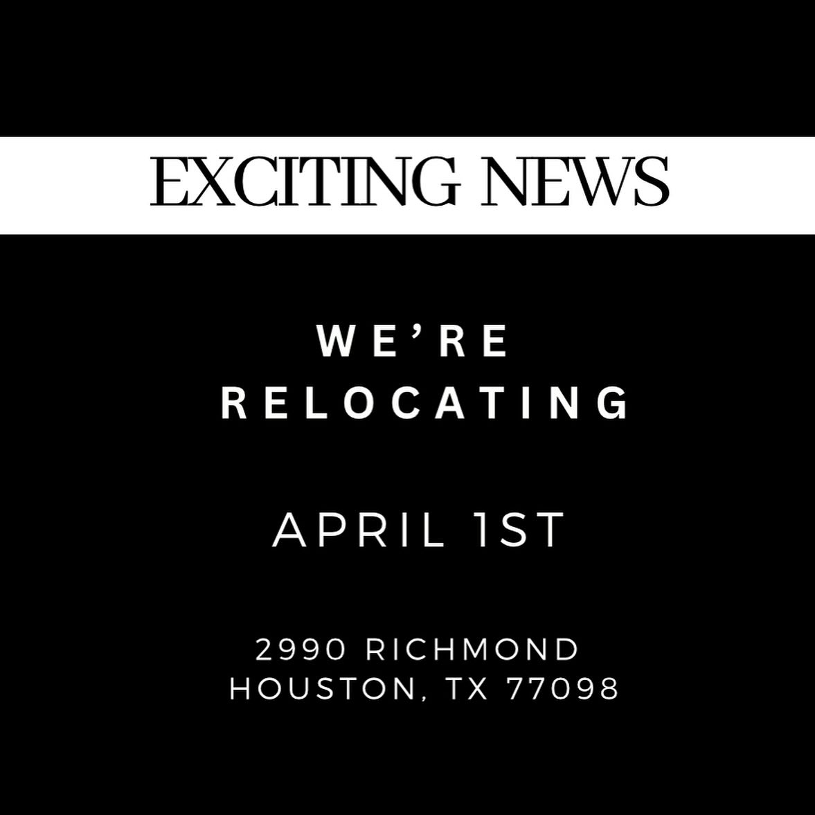 We’re Excited To Announce 📣…
We’re Moving! Beginning April 1st, We Will Service All Clients At Our New Location In The Upper Kirby/River Oaks Area.
2990 Richmond Avenue, Suite 432
Houston, TX 77098
BEATANDBLADE.COM
(832) 377-5677
info@beatandblade.com
STAY TUNED FOR MORE!
#wearemoving #relocation #relocating #houston