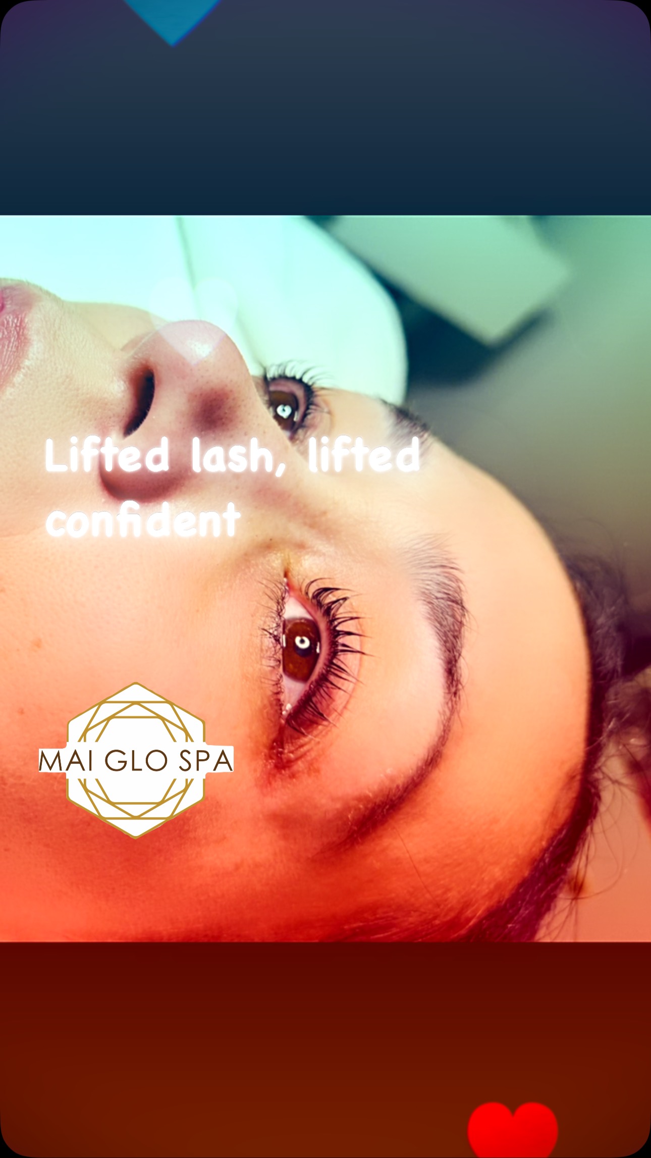 “No mascara, no problem! 💖 Get effortlessly flirty, lifted lashes just in time for Valentine’s Day. Who needs a Valentine when your lashes are this good?” 💕✨ Book your Valentine’s lash glow-up today @maiglospa !”
