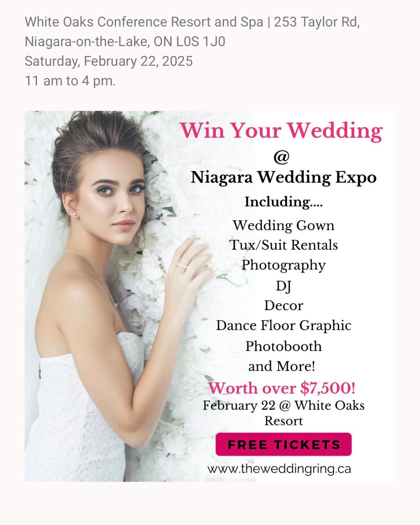 Hello my beautiful Brides. Come visit me at The Wedding Ring Expo next Saturday February 22 at White Oaks Conference Resort & Spa 11am-4pm. Can’t wait to see you there