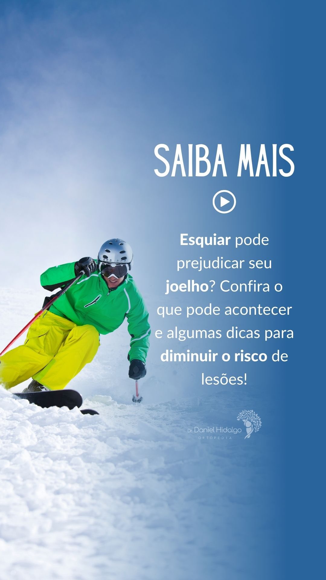 O esqui ⛷️ é um esporte incrível, mas também um dos que mais desafiam a estabilidade do joelho. Como ortopedista com foco de atuação em Cirurgia do Joelho e entusiasta dos esportes na neve, neste vídeo explico as lesões mais comuns entre esquiadores, como entorses, rupturas de ligamentos e lesões meniscais.
Você vai entender:
✅ Por que o joelho é tão vulnerável no esqui
✅ Os principais mecanismos de lesão
✅ Como prevenir e fortalecer os joelhos para a prática segura
✅ Opções de tratamento para quem sofreu uma lesão
Se você pratica esqui ou pretende começar, este vídeo é essencial para manter seus joelhos protegidos e garantir mais tempo nas pistas!
#Esqui #LesãoNoJoelho #Ortopedia #LCA #Prevenção