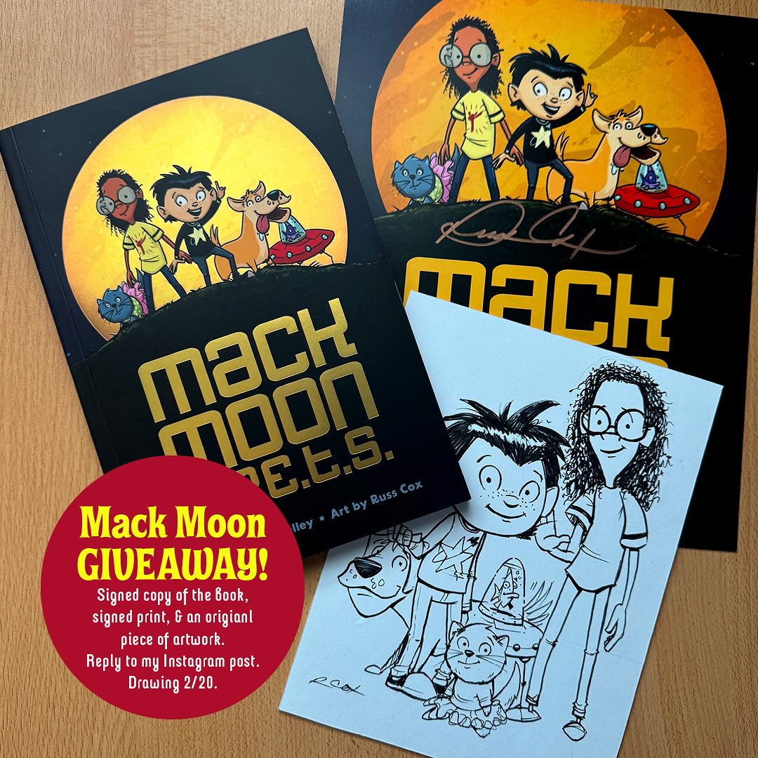 Howdy, book lovers! I’m giving away a signed copy of Mack Moon, a signed print, and an original inked drawing. All you have to do to enter is comment on my Instagram post and follow me. The drawing will be held on 2/20. Sorry, US only. #bookgiveaway #giveaway #mackmoon #graphicnovel #kidlit #kidlitart @andrewsmcmeel