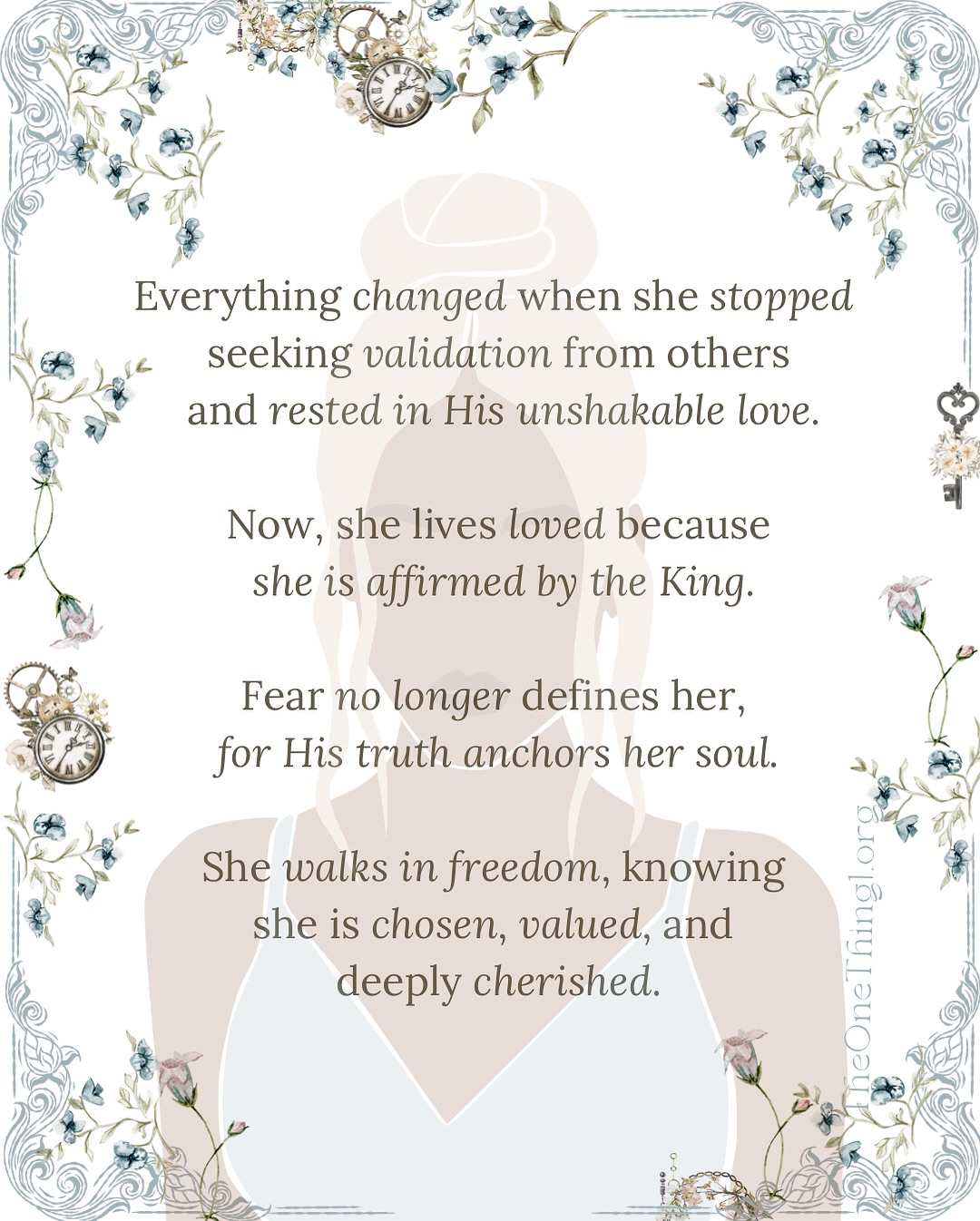 Everything 𝒸𝒽𝒶𝓃𝑔ℯ𝒹 when she stopped 𝓈ℯℯ𝓀𝒾𝓃𝑔 𝓋𝒶𝓁𝒾𝒹𝒶𝓉𝒾ℴ𝓃 from others and 𝓇ℯ𝓈𝓉ℯ𝒹 in His unshakable 𝓁ℴ𝓋ℯ.
Now, she 𝓁𝒾𝓋ℯ𝓈 𝓁ℴ𝓋ℯ𝒹 because she is 𝒶𝒻𝒻𝒾𝓇𝓂ℯ𝒹 𝒷𝓎 𝓉𝒽ℯ 𝒦𝒾𝓃𝑔.
Fear 𝓃ℴ 𝓁ℴ𝓃𝑔ℯ𝓇 defines her, for ℋ𝒾𝓈 𝓉𝓇𝓊𝓉𝒽 𝒶𝓃𝒸𝒽ℴ𝓇𝓈 𝒽ℯ𝓇 𝓈ℴ𝓊𝓁.
She walks in 𝒻𝓇ℯℯ𝒹ℴ𝓂, knowing 𝓈𝒽ℯ 𝒾𝓈 𝒸𝒽ℴ𝓈ℯ𝓃, 𝓋𝒶𝓁𝓊ℯ𝒹, and 𝒹ℯℯ𝓅𝓁𝓎 𝒸𝒽ℯ𝓇𝒾𝓈𝒽ℯ𝒹.
Friend, whose voice holds the most weight in your life—God’s or the enemy’s?
I’ve wrestled with this recently, almost stepping away from writing and podcasting because the weight of doubt tried to silence me. But God! He met me in my weariness, reaffirmed His truth, and reminded me that my identity is secure in Him—not in the approval of others.
Beloved, the enemy is after the word because he knows its power and importance. His mode of attack is geared towards our identity. He is the king of identity politics, so don’t engage! Instead give him the Word, which is the sword of the Spirit, and he will get the point🗡️.
Fear may whisper lies, but God’s Word speaks louder. His truth prevails. If you’ve been battling doubt, take this moment wrap your heart around these three breath prayers grounded in Scripture:
Breathe in: ℐ 𝒶𝓂
Breathe out: 𝒞𝒽ℴ𝓈ℯ𝓃 𝒷𝓎 𝒢ℴ𝒹!
“But you are a chosen race, a royal priesthood, a holy nation, a people for his own possession, that you may proclaim the excellencies of him who called you out of darkness into his marvelous light.” 1 Peter 2:9.
❦
Breathe in: ℐ 𝒶𝓂
Breathe out: 𝒱𝒶𝓁𝓊ℯ𝒹 𝒷𝓎 𝒢ℴ𝒹!
“Knowing that you were ransomed from the futile ways inherited from your forefathers, not with perishable things such as silver or gold, but with the precious blood of Christ, like that of a lamb without blemish or spot.” 1 Peter 1:18-19.
❦
Breathe in: ℐ 𝒶𝓂
Breathe out: ℒℴ𝓋ℯ𝒹 𝒷𝓎 𝒢ℴ𝒹!
“In this is love, not that we have loved God but that he loved us and sent his Son to be the propitiation for our sins.” 1 John 4:10.
Living Healed—when we receive and believe the truth that we are accepted and affirmed by God, in Christ, and through the Spirit alone.
Continued in comments👇🏾