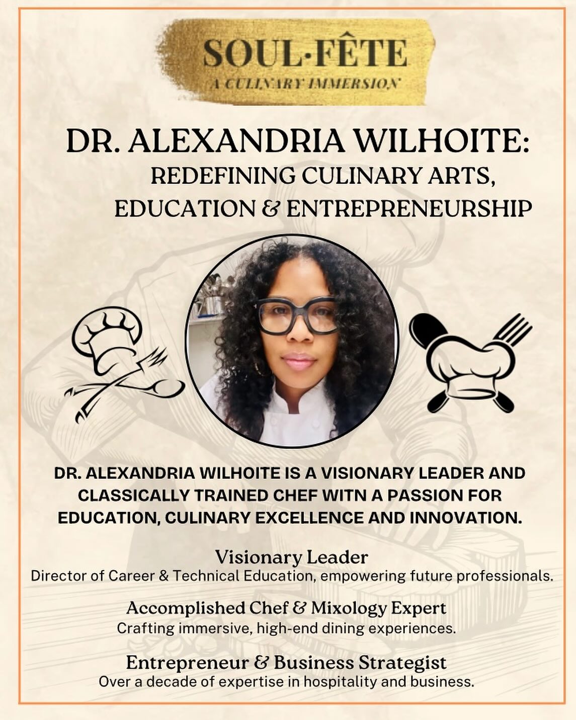 Excited to introduce the chef for Soul-Fete, @dr_wilhoite2 , who will wow you with an amazing menu while you dance to the rhythm of Fairfield County’s own band, The Misfits, and experience tastings from @nineteen70something_bourbon and Mionetto Spritz (including alcohol-removed.)
Wednesday, 2/26 from. 6-9:30pm at @carriagebarnartscenter.
Don’t miss out! Book your tickets today on the S.T.A.R website or see link in our Instagram bio.
Many thanks to @ctbites, @stewartswines, @newcanaanite, @mybankwell and Mionetto for your continued support!!