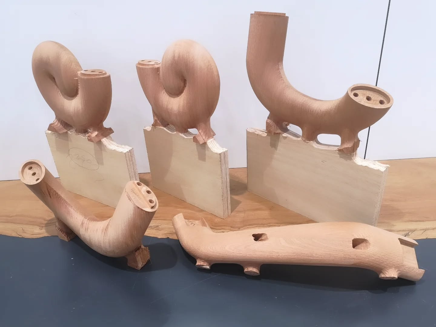 Twists, turns and end handrails in Sapele, ready to sand and release from the slave material
#handrail #staircase #woodwork #stair #twist #turn #madeinsheffield #bespoke