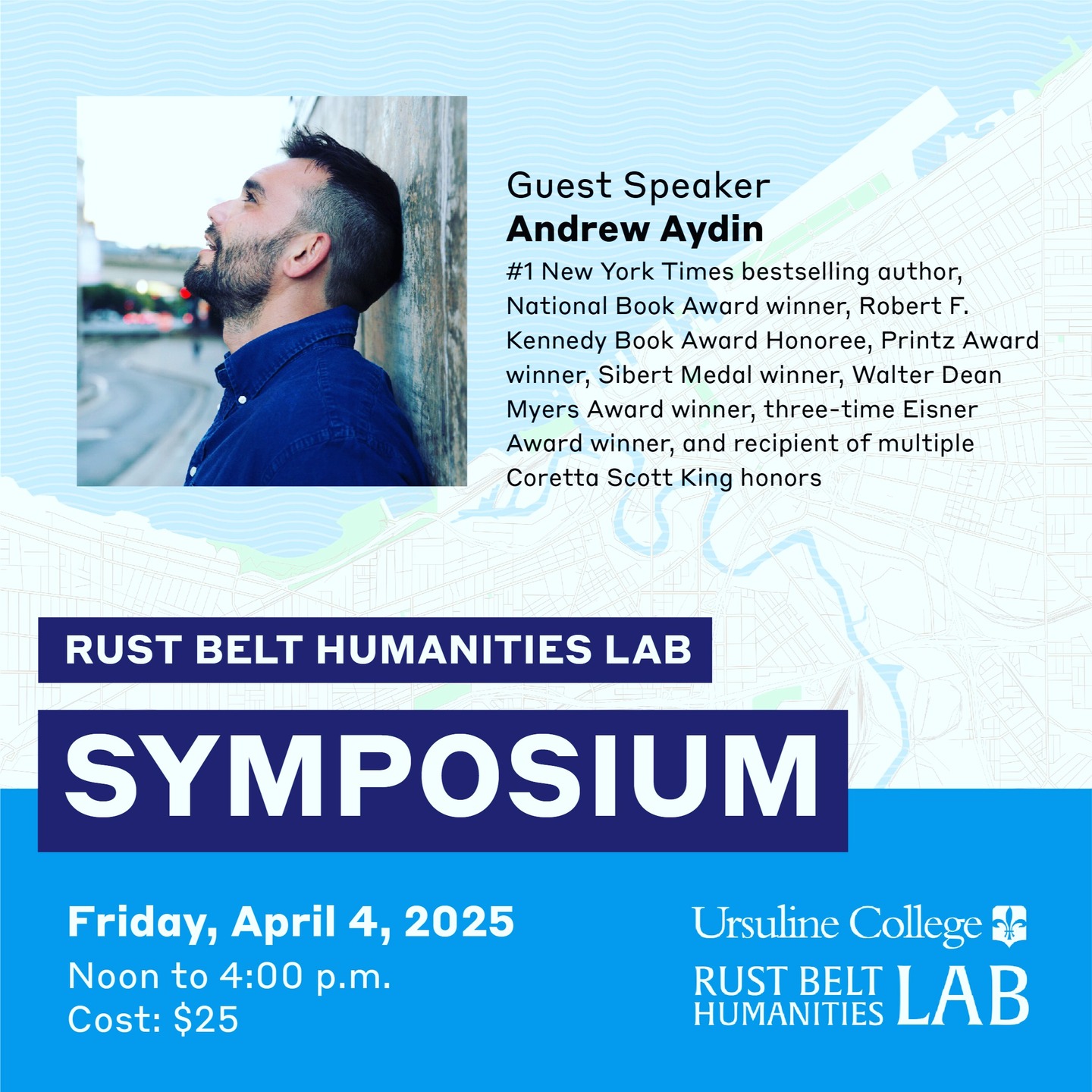 Join us as we co-create humanities ecosystems in the Rust Belt. Make connections, learn about opportunities to collaborate, and explore public humanities initiatives in our region.
Guest Speakers:
• Andrew Aydin, creator and co-author of the graphic memoir
series, MARCH (National Book Award winner) and RUN.
• Ben Smith of Splice-Cream Truck - “Splicing Us Together” by
recording community members’ stories.
• The founding team of Midstory - A 501(c)(3) non-profit thinkhub progressing the narrative of the Midwest “to drive renewed interest and human capital into post-industrial cities.”
• The Charles W. Chesnutt Archive team - Seeks to make accessible Chesnutt’s writings addressing topics of race, identity, violence, class, and familial and economic relations.
Friday, April 4, 2025
Noon to 4:00 p.m.
https://secure.acceptiva.com/?cst=6DKzh4