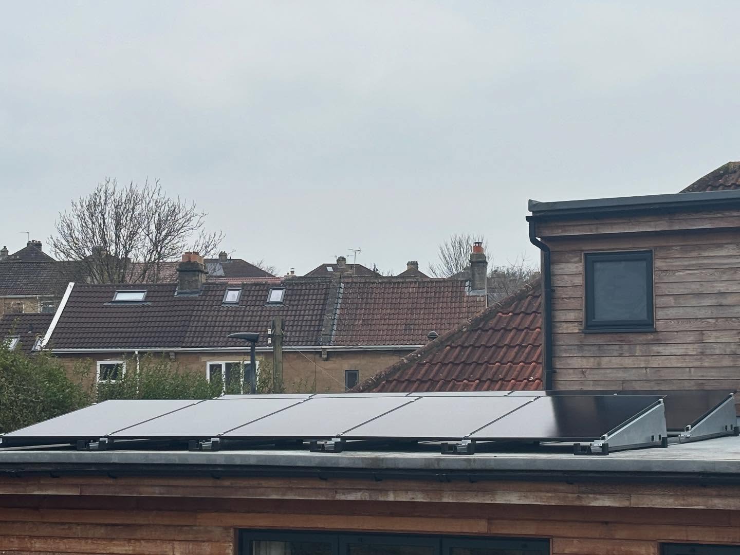 A lovely @vandervalksolarsystems Flat roof solar pv system in Bath today. 10 x 445w All Black Panels to finish it off. Carefully designed with structural engineers to ensure the roof was suitable. Materials supplied from @rexelbath. System ready for the summer weather.