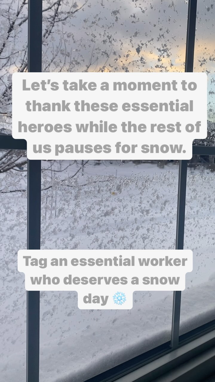 Take a moment to thank an essential worker for showing up, even on a snow day.
#essentialworkers #frontlineworkers #nodaysoff #whatsnowday #healthcare #healthcareheroes #firstresponders #snowplowdrivers #truckdrivers #keepingussafe #therewhenyouneedus