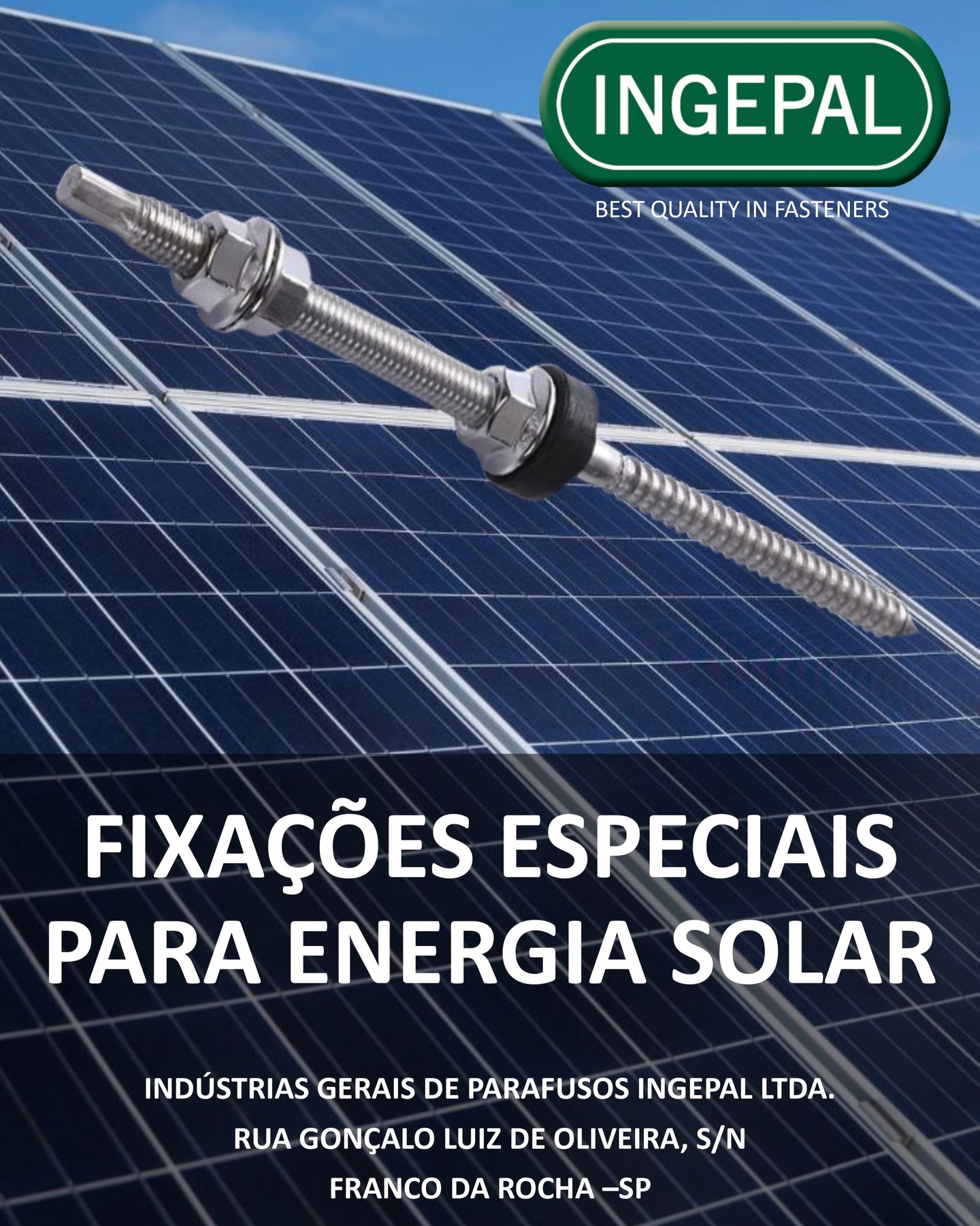 🌞🔩 INGEPAL na energia solar! 🔩🌞
Referência em parafusos e fixação, agora também no setor solar! ☀️ Apresentamos nossa nova linha de fixadores para placas solares, unindo qualidade, durabilidade e inovação para garantir segurança e eficiência nas instalações.
Com décadas de experiência no setor automotivo, seguimos impulsionando um futuro mais sustentável. 🌱💡
#Ingepal #EnergiaSolar #FixaçãoSegura #Sustentabilidade #Inovação