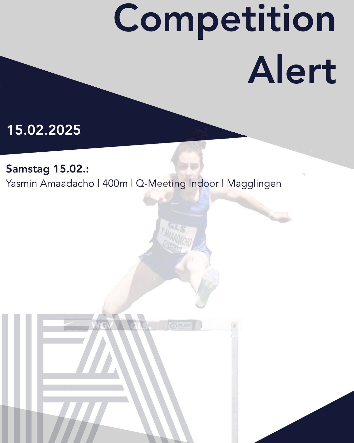 Auch dieses Wochenende haben wir wieder einen Wettkampf mit FA-Beteiligung!
Nachdem @yasmin.amaa letzte Woche eine starke 400m PB aufstellen konnte, läuft sie diese Woche erneut in Magglingen über 400m 🔥👏.
Wir wünschen viel Erfolg!
#FA #frankfurtathletics #germanyathletics