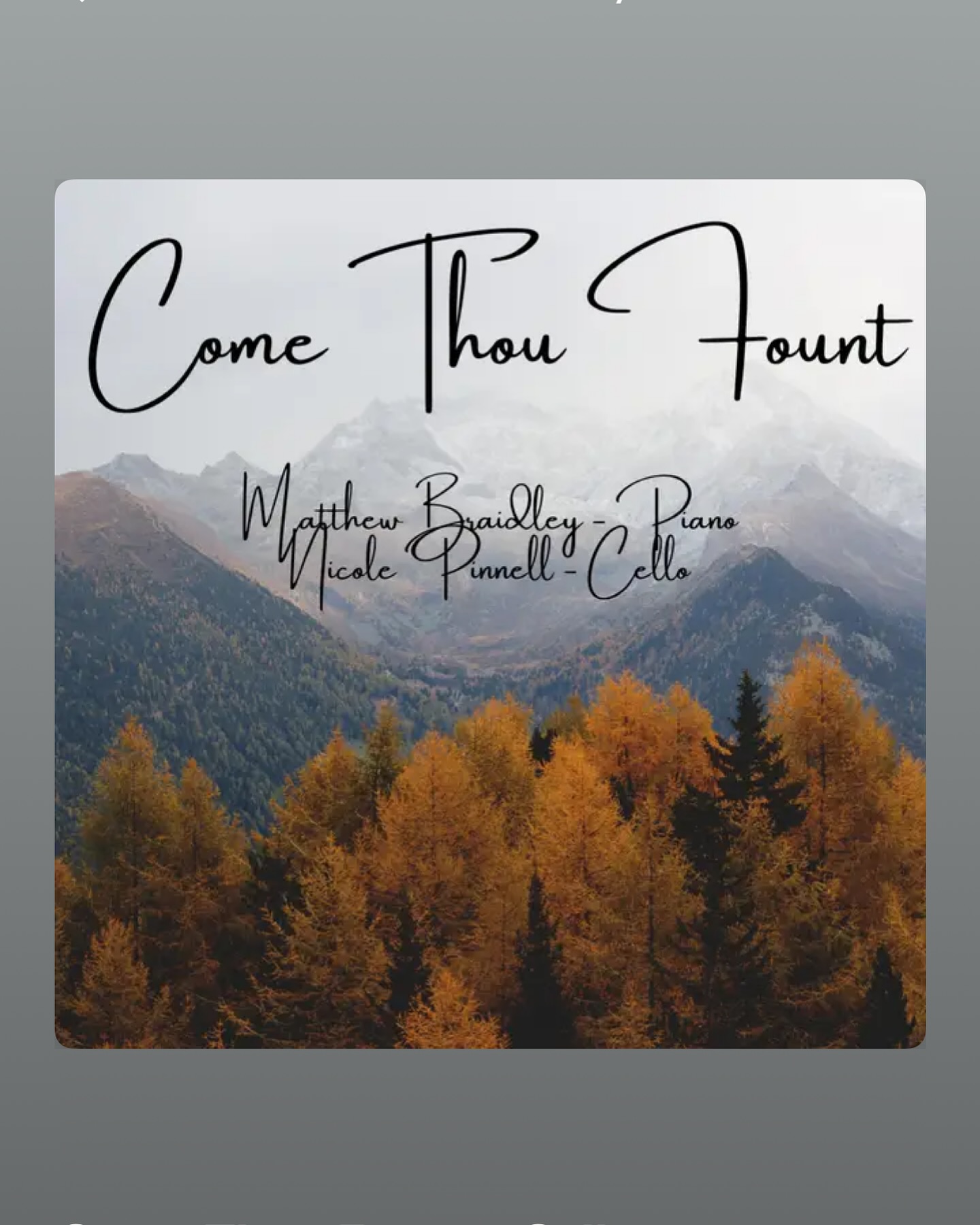 A few months ago, Nicole Pinnell and I collaborated on my arrangement of “Come Thou Fount.” The piano solo version is great, but WOW, as a world class cellist, @allthingscello brings it to a whole new level.
If you’re looking for something to add to a Sunday playlist, the link for all the different streaming services is in my bio.
#matthewbraidley #nicolepinnell #pianocelloduo #comethoufount #comethoufountofeveryblessing #sacredhymns #comeuntochrist