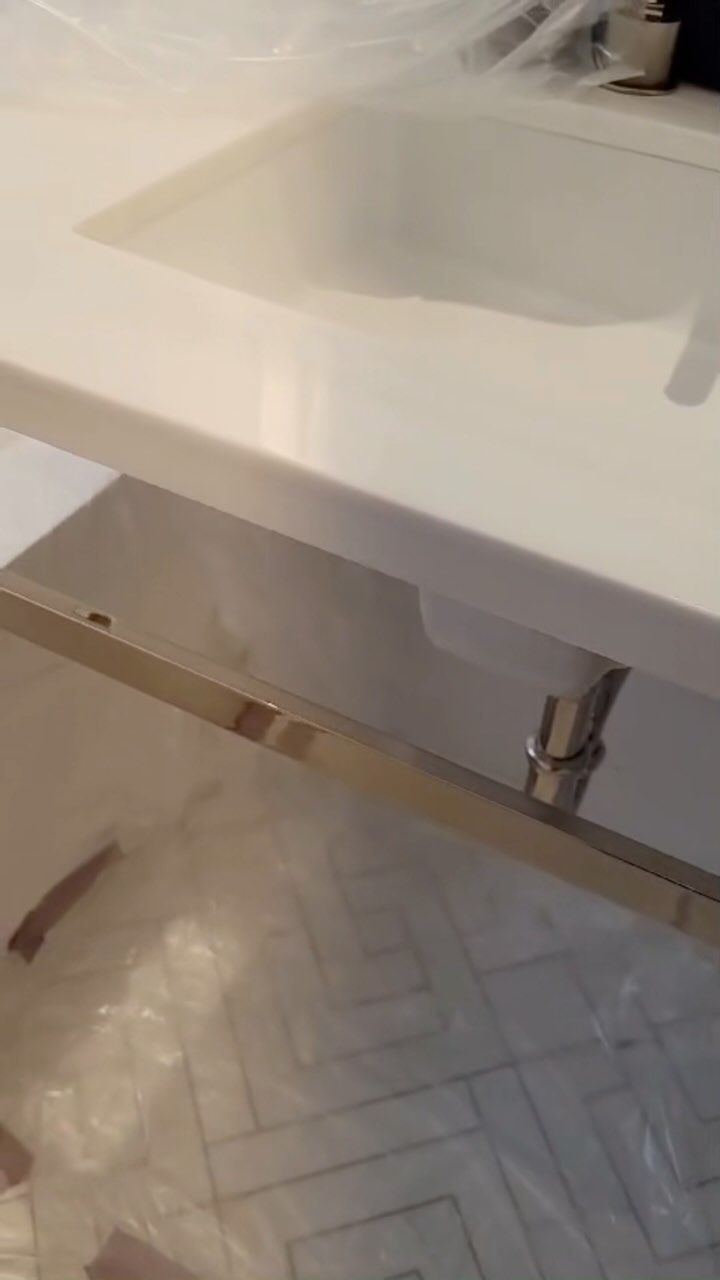 Restoring elegance, one detail at a time. Our team expertly polishes a broken marble countertop bringing it back to its original beauty #luxuryrestauration
