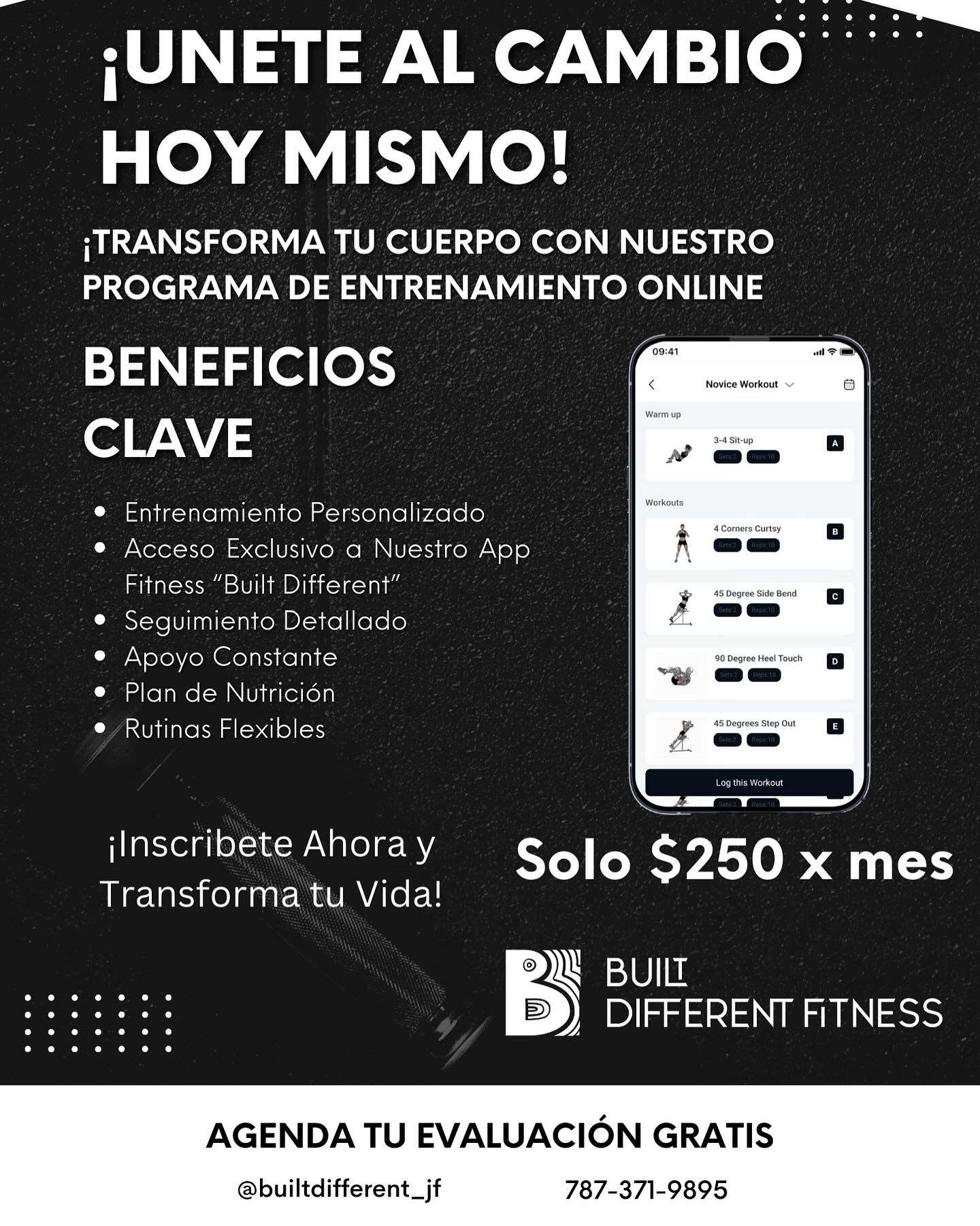 ¡Lleva tu físico al siguiente nivel con mi entrenamiento personalizado online!
¿Estás listo para dejar las excusas y ver resultados reales? Con mi programa exclusivo, tendrás todo lo que necesitas para lograr tu transformación:
🔥 Entrenamiento personalizado: Rutinas diseñadas específicamente para ti y tus objetivos.
🔥 Acceso a mi app “Built Different”: Disponible en el App Store, con ejercicios detallados y seguimiento de tu progreso.
🔥 Seguimiento semanal por Zoom: Ajustes estratégicos y resolución de dudas para mantenerte en el camino correcto.
🔥 Plan de alimentación individualizado: Comer bien es clave, y te ayudaré a lograrlo sin complicaciones.
🔥 Registro de comidas en la app: Lleva el control de tus macros y calorías sin esfuerzo.
🔥 Rutinas exprés y HIIT: Para esos días en que el tiempo es limitado, pero la determinación sigue intacta.
💰 Todo esto por solo $250 al mes
Si quieres más detalles, escríbeme “TRANSFORMACIÓN” al DM y te envío toda la información.
No dejes pasar más tiempo sin dar el paso que cambiará tu vida. ¡Tú pones el esfuerzo, yo te doy las herramientas para lograrlo!
¡Inscríbete hoy y empieza tu transformación!
#BuiltDifferent #TransformaTuCuerpo #EntrenaDesdeCasa #FitnessOnline