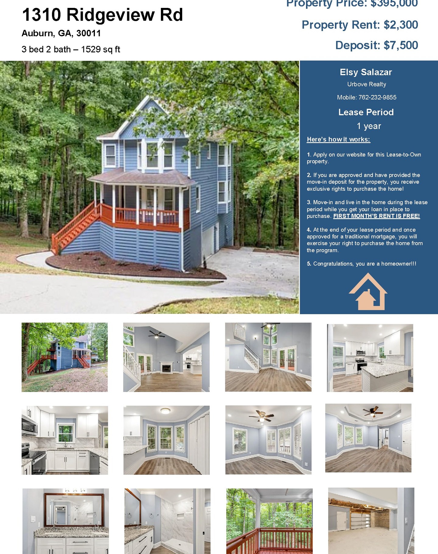 3 bed 2 bath- 1529ft2 - $2,300 / Lease-to-Own #leasetoown #atlanta #renttoown
Lease-to-Own this beautifully renovated Victorian home! With 3 bedrooms, 2 baths, and a bonus room, this gem offers the perfect blend of period elegance and modern upgrades. Enjoy a PRIVATE wooded backyard on over an acre with NO HOA! Freshly painted inside and out, this home features new HVAC, cabinets, vanities, doors, floors, lights, fans, switches, and blinds. Plus, it comes with a refrigerator, microwave, stove, and dishwasher. Located in Auburn, you’ll love the small-town charm, scenic landscapes, and close proximity to parks, the Mall of Georgia, shopping, and dining. Easy access to major highways makes commuting a breeze! Don’t miss out on this Victorian beauty.
You qualify for this property if the below describes you:
- You make 3x the rent in monthly (gross) income
- No felony convictions within the last 4 years
- No evictions within the last year
- Funds for Move-In Deposit
- No pending bankruptcy
- 550+ MINIMUM credit score
More details:
> Only $50 Application Fee!
> First Month's Rent Free!
> Ample time to get financing in place
> Close any time between 6 - 12 months of leasing
Copy and paste the link below to apply in minutes!
www.homes4assignment.com
Message for more details!