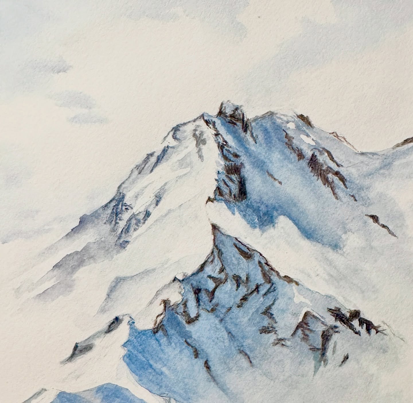 the sun on the mountains can sure be blinding / bright side of winter. I followed a tutorial for #watercolorpencils by Francoise Blayac
#traditionalart #watercolor