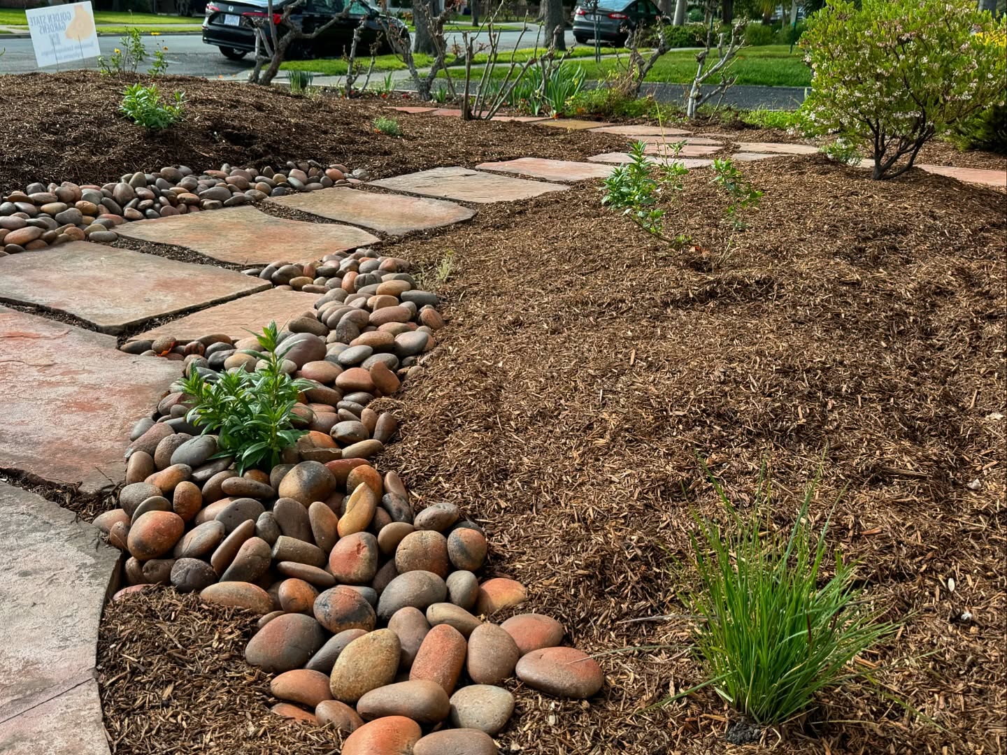 You may be wondering- “where are the plants?”, “why is the landscape sparsely planted?”
🌱
1) Plants grow into a space. If you crowd the landscape with plants during installation, then you will need to provide extra pruning and maintenance. This costs more time and produces more material waste.
2) These Clients requested to have extra space between the plants. This method does allow for more weeds to germinate, but with a thick layer of mulch, weeds will be extremely easy to remove.
.
.
.
#horticulture #landscapedesigner #landscapedesign #californianativelandscape #sustainablegardening #regenerativegardening #bayarealandscapedesign #californianativeplants