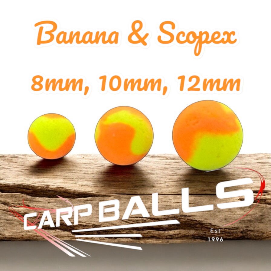 Banana & Scopex Pop Ups - available up to 16mm #carpballs #popups #hookbaits #banana #scopex #carpfishing