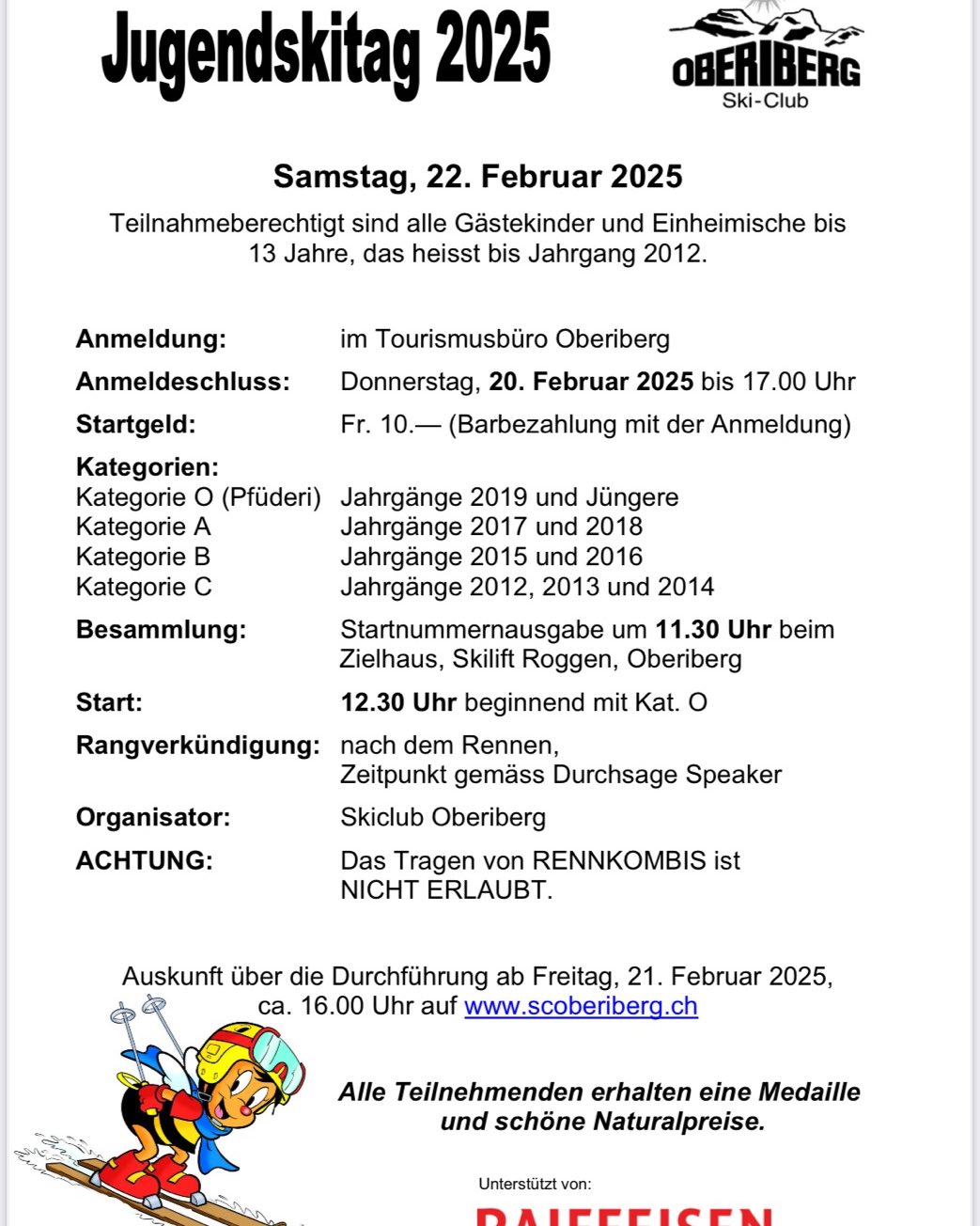 Cooles 😎 Rennen! Der legendäre Jugendskitag findet am kommenden Samstag, 22.02.25 statt. Jetzt anmelden⛷️ Wir freuen uns auf dich!