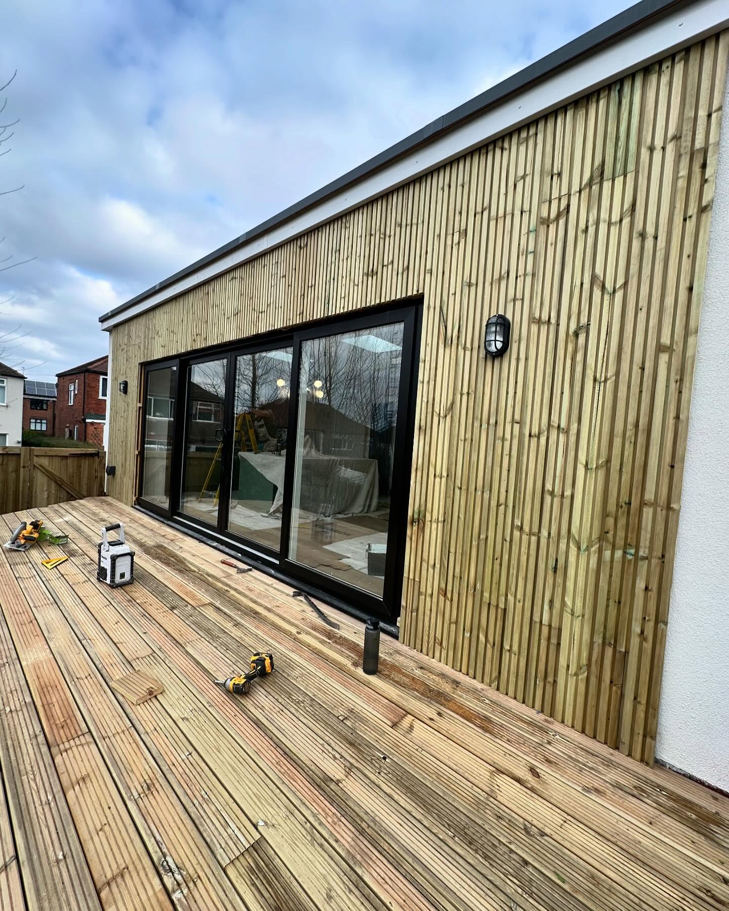 Timber cladding kitchen extension, designed and built by ecohouseuk