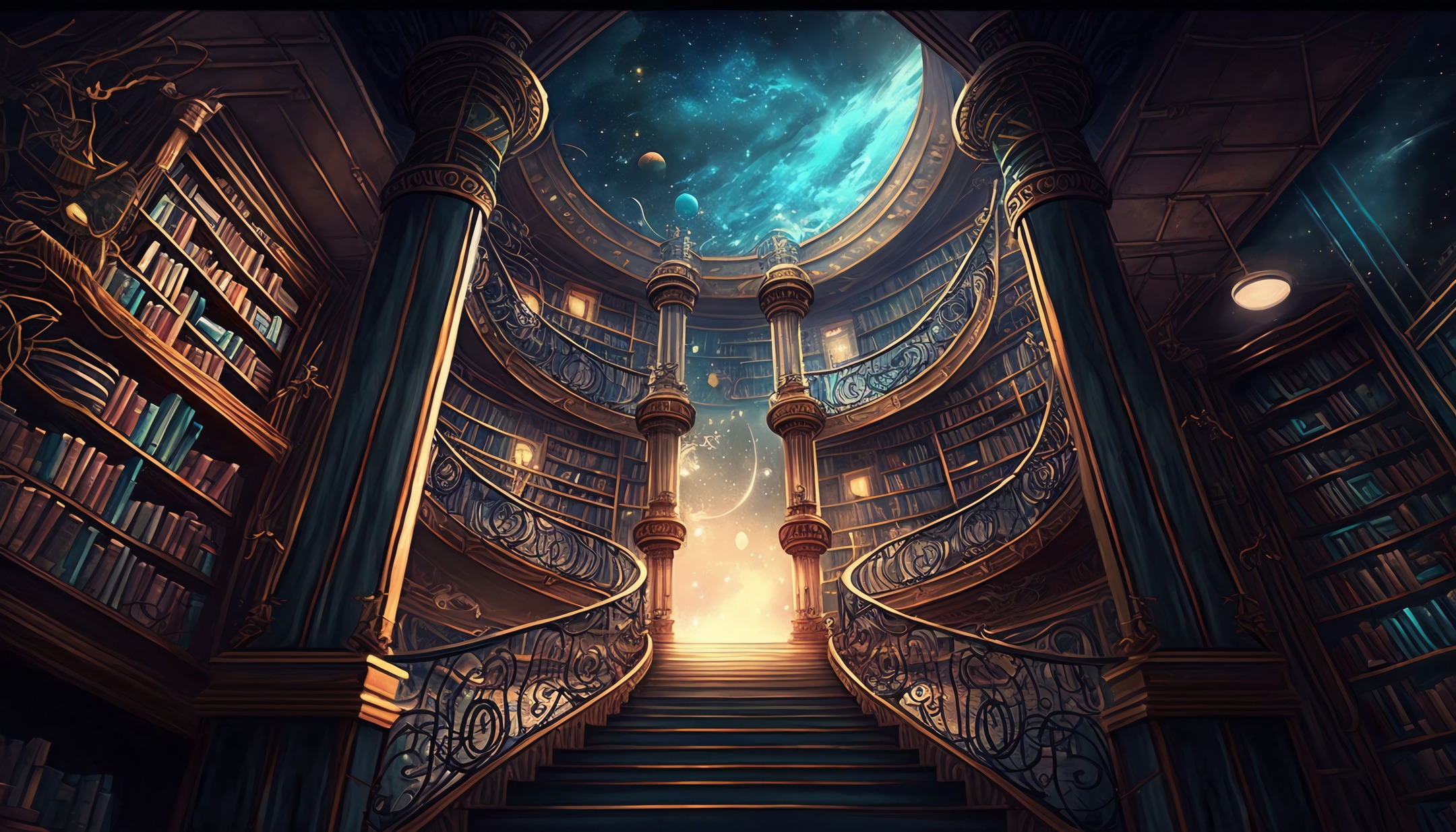 Another round of FEO (Fae, Earth, or Other Planet) - where do you think the library portrayed in this image is located?