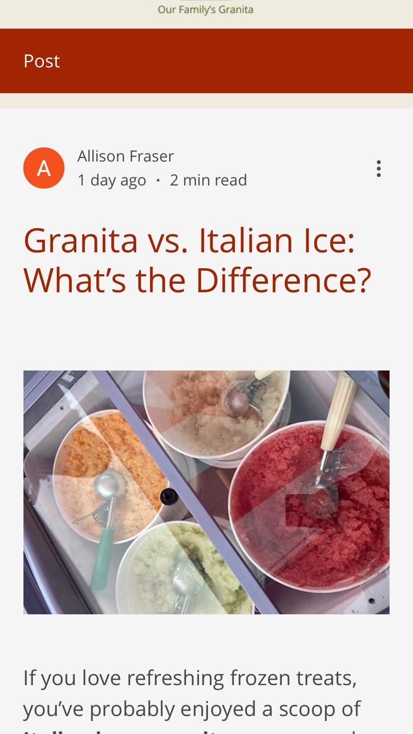 The big question everyone wants to know! GRANITA vs ITALIAN ICE….what’s the difference? LINK IN BIO to read our blog post and learn more✨🙌🏻🍧
#granita #granitasiciliana #granitaebrioche #italianamerican #italianice