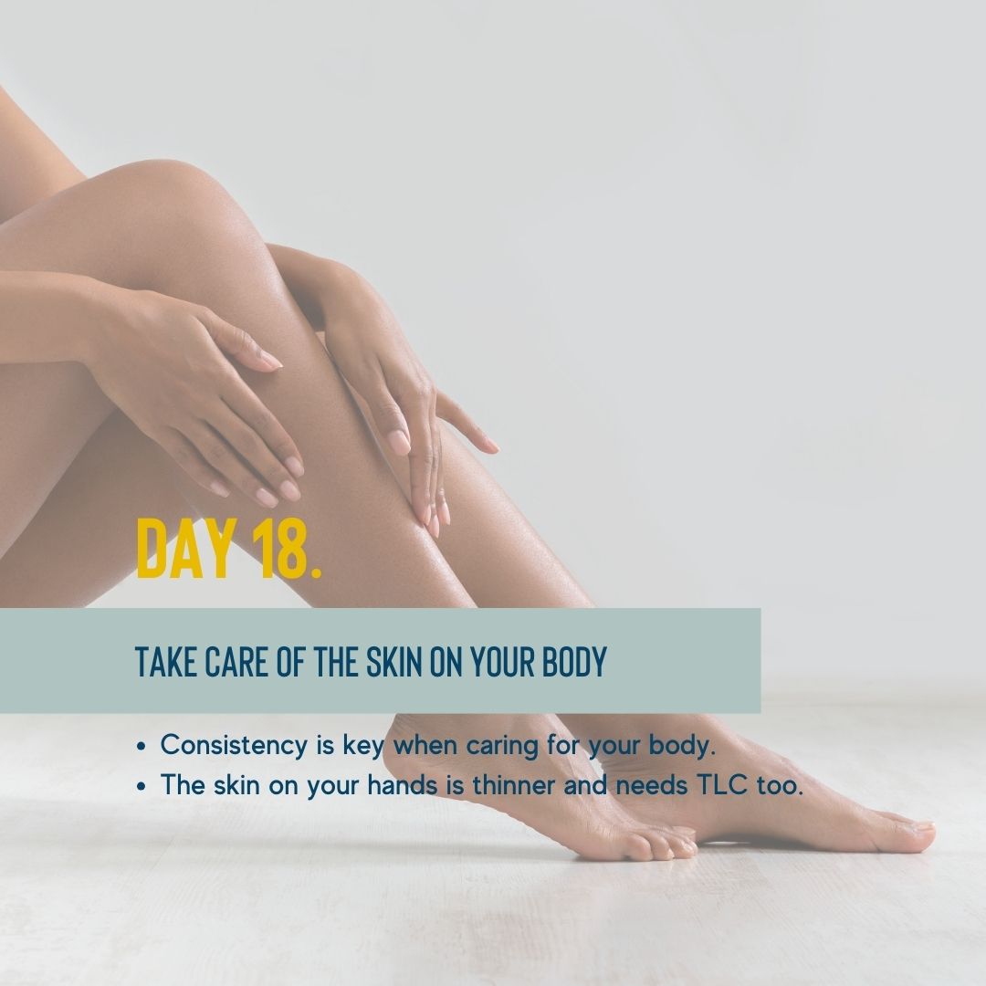 Though your face is what the world sees, the skin on the rest of your body is just as likely to experience moisture loss and sun damage. This makes it vital to practice good skin care everywhere.
Remember, your skin is your first line of defense for your body. A simple body care routine should include cleansing, exfoliating 2-3x a week, moisturizing daily, and applying SPF.
And don’t forget your hands. The skin on your hands is thinner than the skin on your face which means it’ll show signs of aging sooner.
Cold weather, dry environments or frequent hand-washing (especially with hot water)can reduce your skin’s ability to retain moisture.
#loveyourskinchallenge #healthyskin #bodycare #correctiveskincare #nycesthetician #brooklynesthetician #blackesthetician #nycacneexpert #nycskincareblog