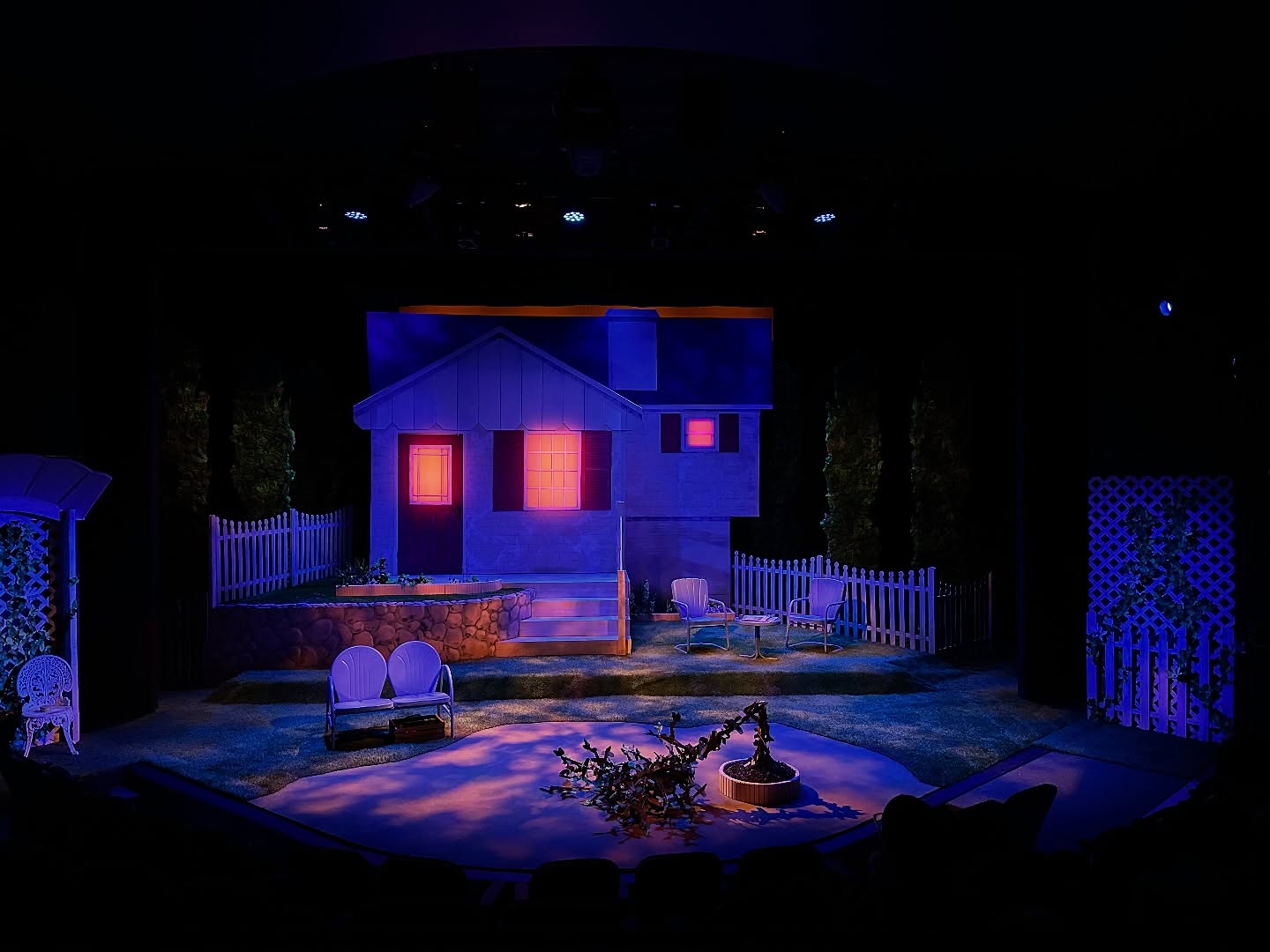 A belated happy opening to ALL MY SONS at Illinois Wesleyan University! @iwusota
This set, which I have affectionately dubbed “Barbie’s American Dreamhouse” leaned heavily on inspiration from paper dollhouses of the 1940’s. This production included a meta narrative with two additional “documentarian” characters, so I got to build off of that with a scenic concept that remarked heavily on the facade that the Keller’s put between themselves and the world. I was particularly pleased with the tree front and center of the stage, made entirely out wooden model airplanes ✈️
#scenicdesign #scenicdesigner #arthurmillerplays #iwusotaalumni