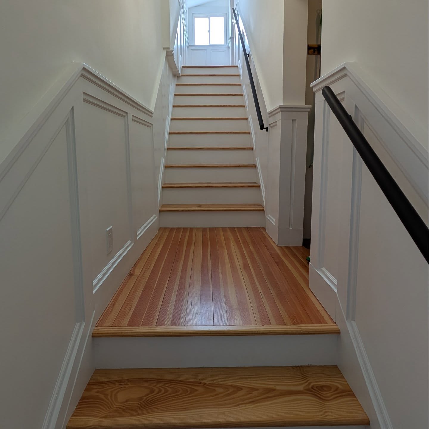 A huge step up for this staircase in a home in downtown Saratoga. All new wainscotting, new banisters and a fresh coat of paint. As always, homeowner and Vesta approved!