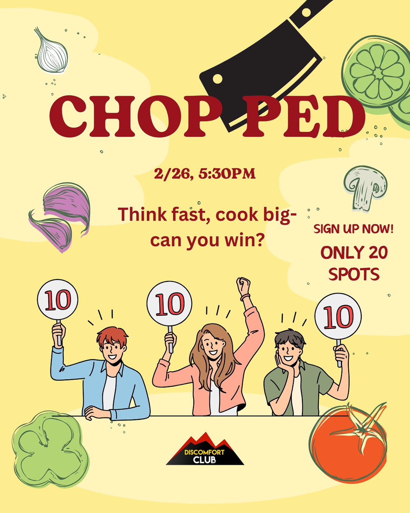 Join us for one of the most exciting events of the semester- Chopped: College Edition! 🍽️✨
Team up, get your ingredients, and put your culinary creativity to the test. Our judges will taste, critique, and crown the ultimate campus chefs!
Limited spots!! DM “CHOP” to be sent the registration link!
🏔️
🏔️
🏔️
🏔️
🏔️
#chopped #cooking #cookingcompetition #cookingshow #cookingshowdown #cookingskills #discomfortzone #discomfortclub #ncstate #ncsu #ncstateoncampus #studentlife #college #collegelife #growth #community #raleighnc