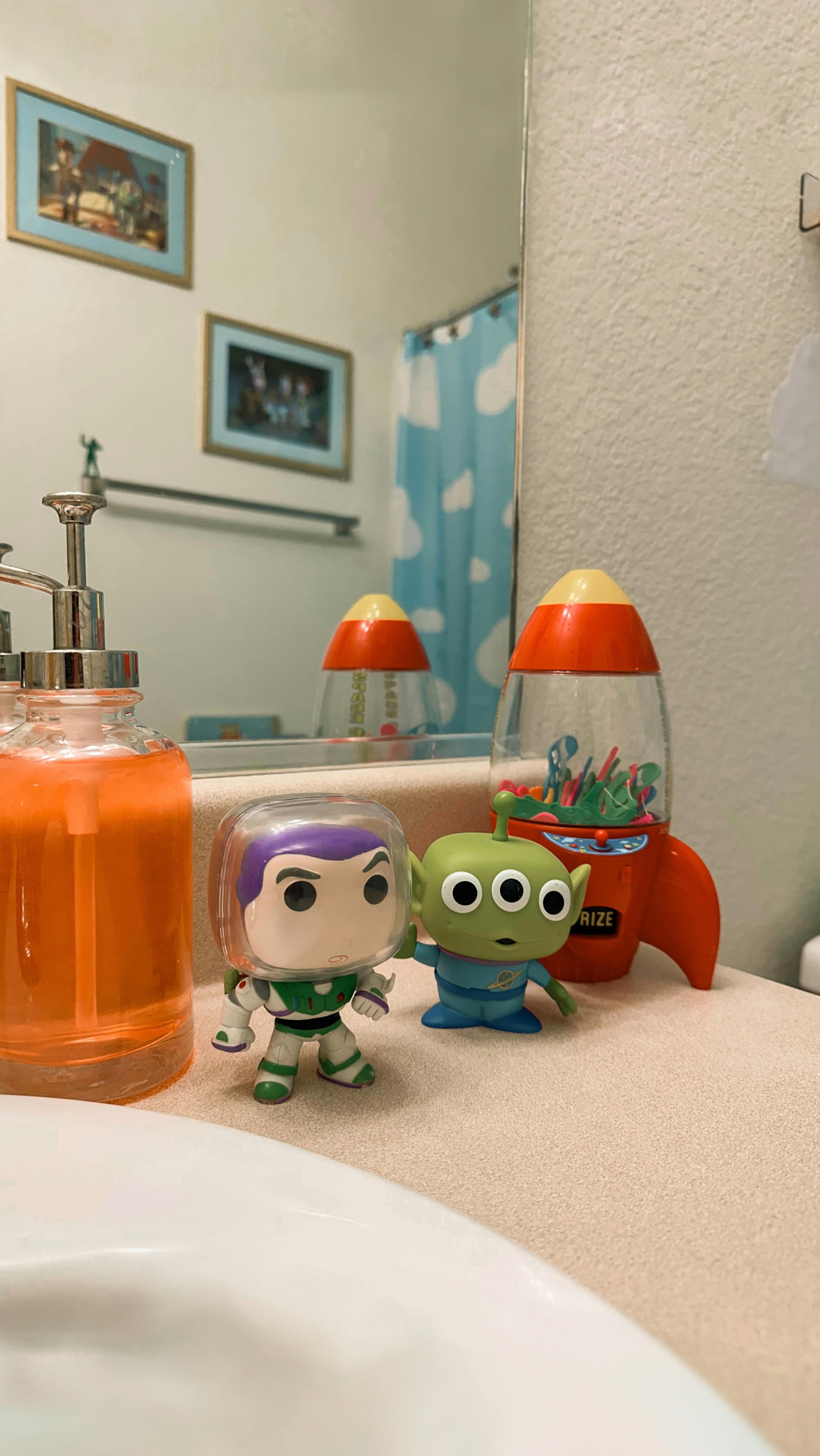 I’m So happy with how this bathroom turned out and the boys love it which is all that matters 😊⭐️🚀
#MomLife #Toddlers #ToddlerBoy #Twins #BathroomMakeover #BathroomDecor #Decoration #ToyStory #Disney #Woody #BuzzLightyear