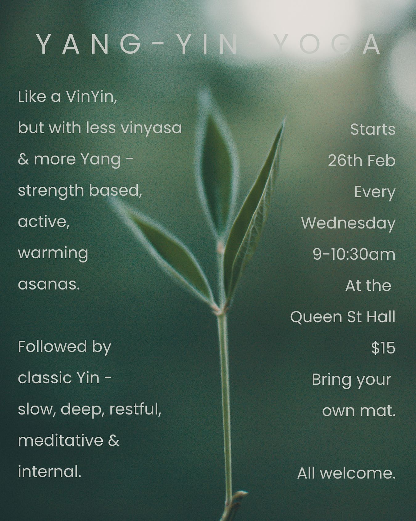 Really looking forward to holding a regular yoga class at the Queen St Hall - starting next Wednesday, running weekly 9-10:30am.
Would love to see you there 🙏💙
#yogayeppoon #yeppoonyoga #yangyin #yinyoga #hathayoga #pranayama