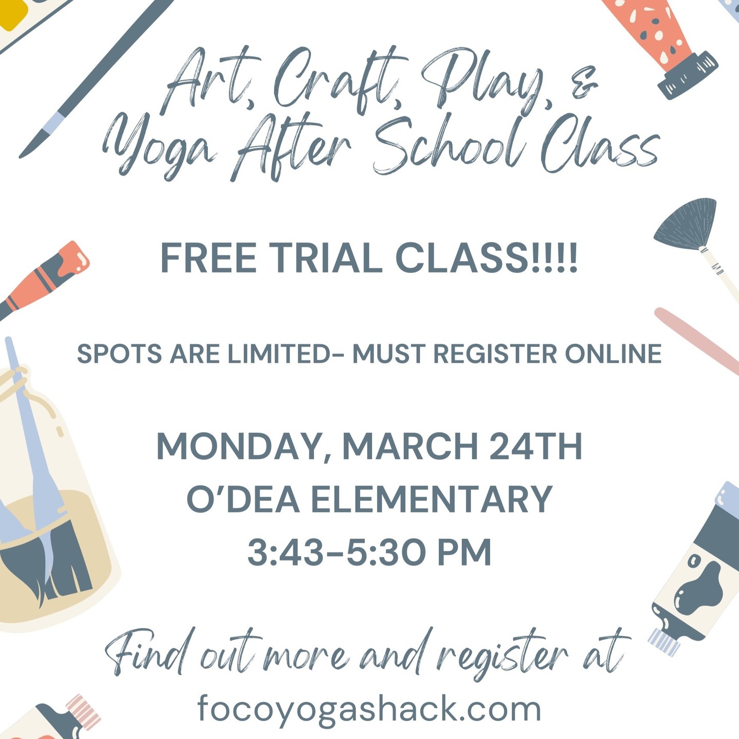 Attention!! We are starting an after school class at O'Dea Elementary!! The FREE TRIAL CLASS is March 24th. Spots are very limited so each young person that wants to attend must register online. If there is interest after the trial class, look for a sign-up for April!! ALSO- I made my first-ever QR code (for those that know me, know this is a great feat!! 😮😊🤣🤣) However, I couldn't figure out how to upload it to Instagram, so I just zoomed in to the flyer. 😂